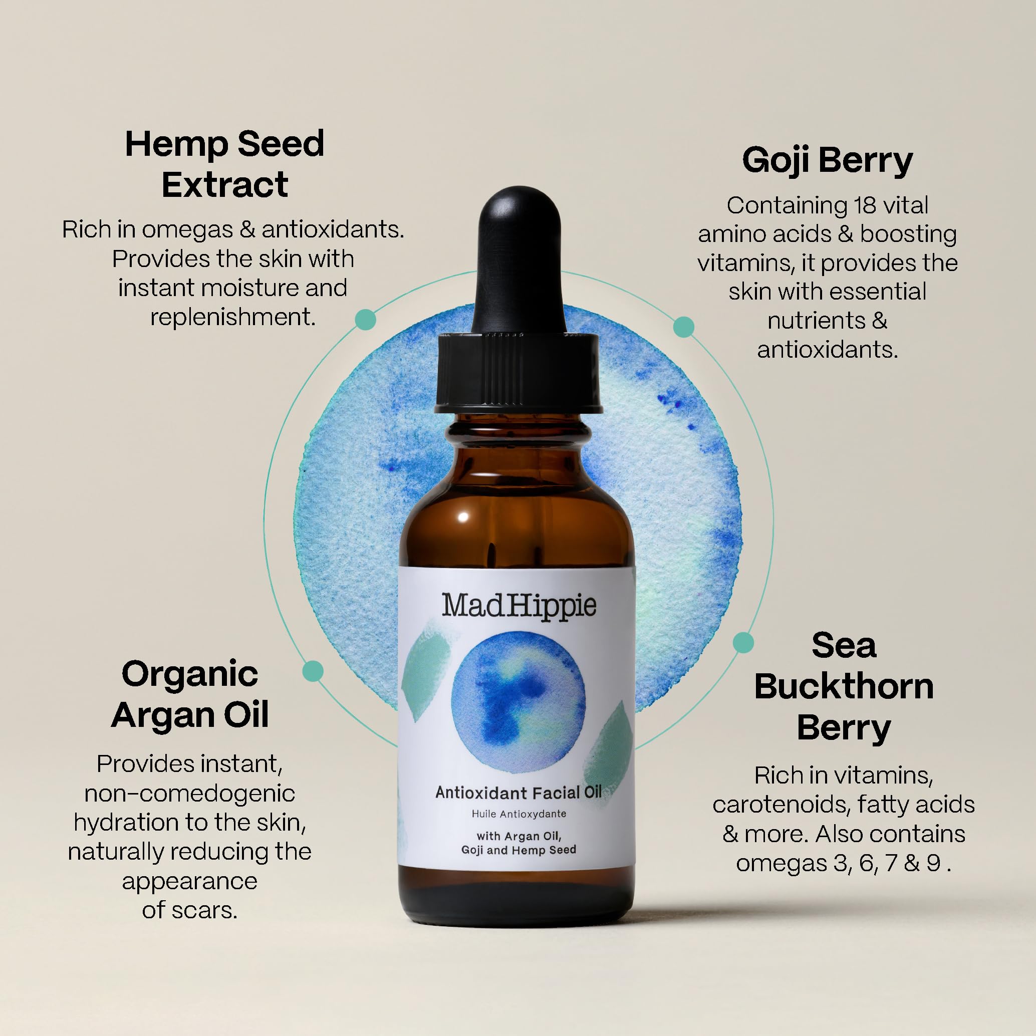 Mad Hippie Antioxidant Facial Oil with Vitamin C | Non-Comedogenic, 1.02 oz