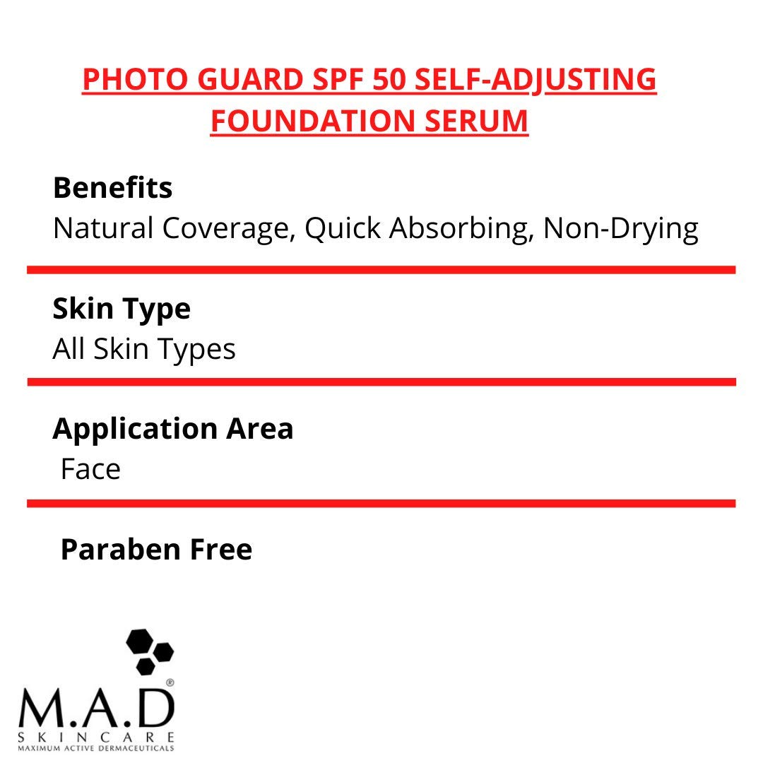 M.A.D Skincare Photo Guard SPF 50 – Self-Adjusting Foundation Serum (Neutral) by Maximum Active Dermaceuticals