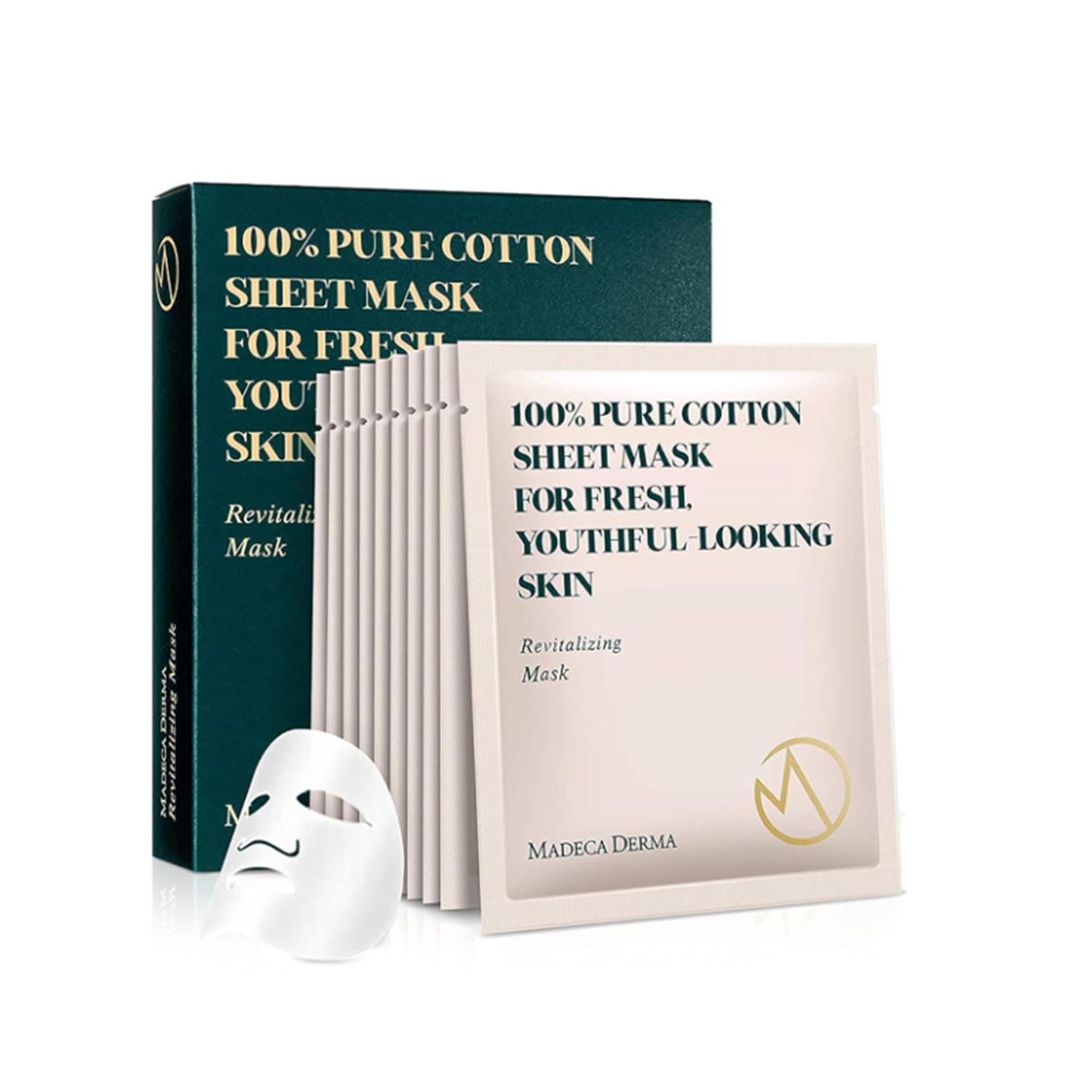 Madeca DERMA Revitalizing Sheet Mask 10pcs — Centella, Hyaluronic Acid & Niacinamide