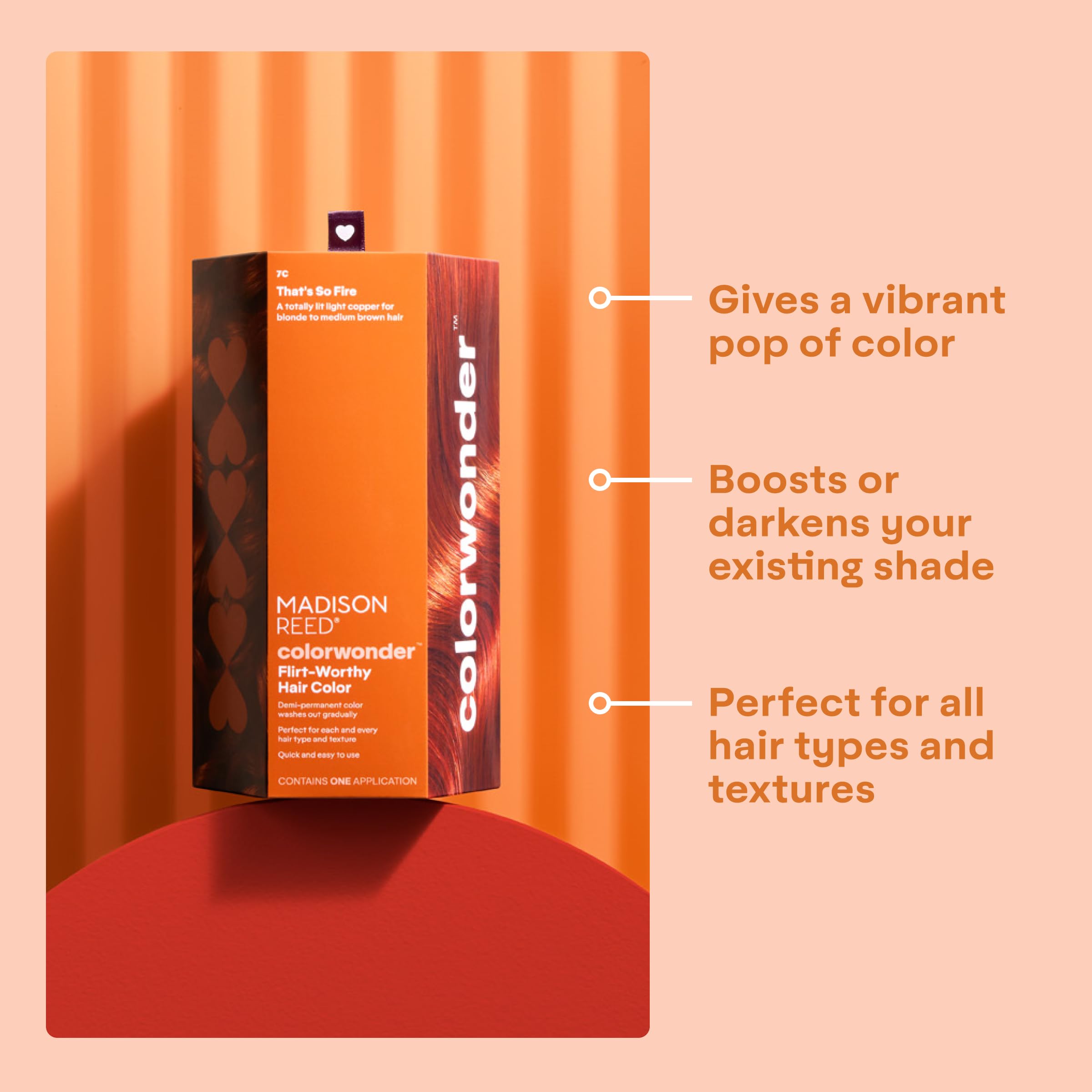 Madison Reed ColorWonder That's So Fire 7C Light Copper | Ammonia-Free Demi-Permanent Hair Color Pack of 2