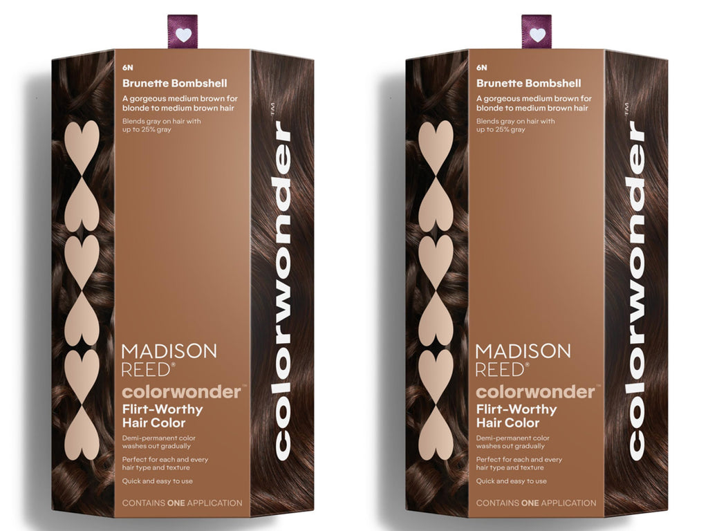 Madison Reed ColorWonder Demi-Permanent Hair Color 6N Brunette Bombshell – Ammonia-Free, Pack of 2