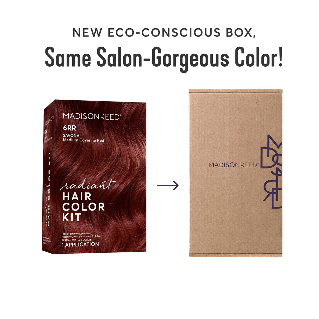 Madison Reed Radiant Color Kit - 6RR Medium Vibrant Cayenne Red (Savona Scarlet) | PPD-Free & Ammonia-Free, 2 Pack