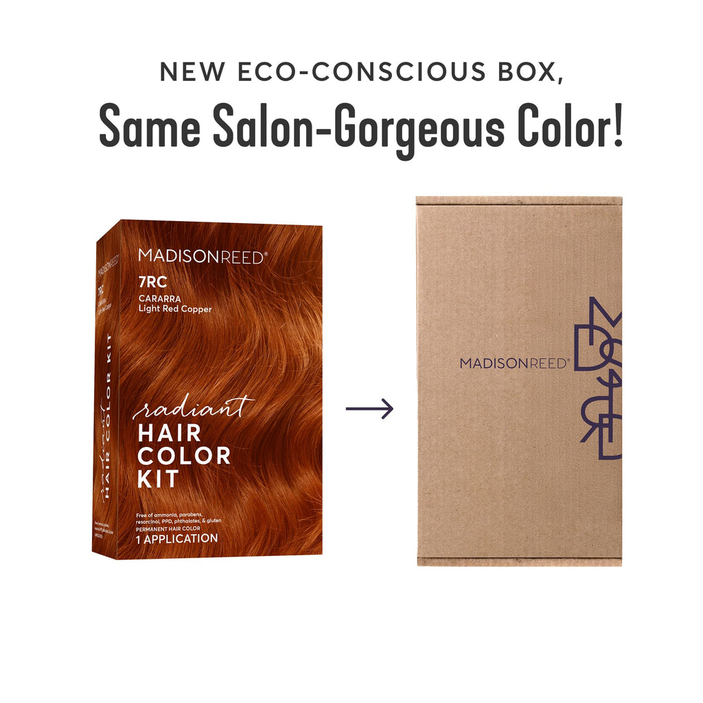 Madison Reed Radiant Color Kit 7RC Light Ginger Red with Copper Tones – Ammonia-Free, PPD-Free Permanent Dye (2 Pack)