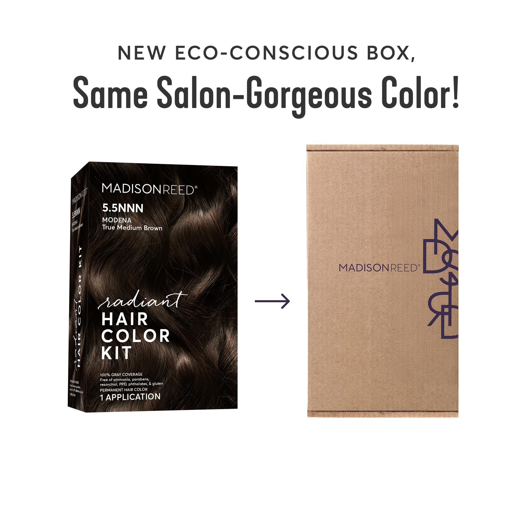Madison Reed Radiant Hair Color Kit Modena Brown 5.5NNN – 2 Pack, 100% Gray Coverage, Ammonia-Free, PPD-Free