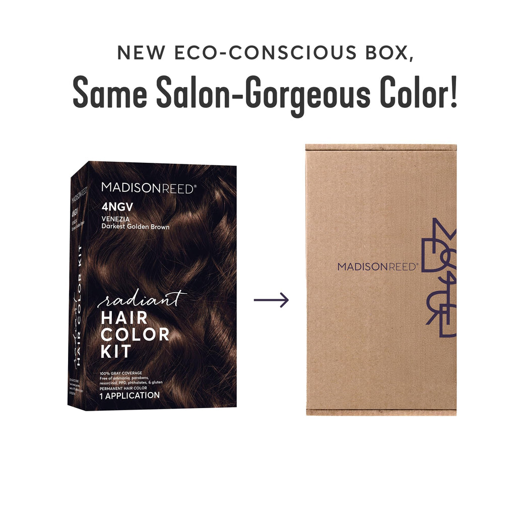 Madison Reed Radiant Color Kit Venezia Brown 4NGV – Darkest Golden Brown with Warm Tones, Gray-Blending, 2-Pack (Ammonia-Free & PPD-Free)
