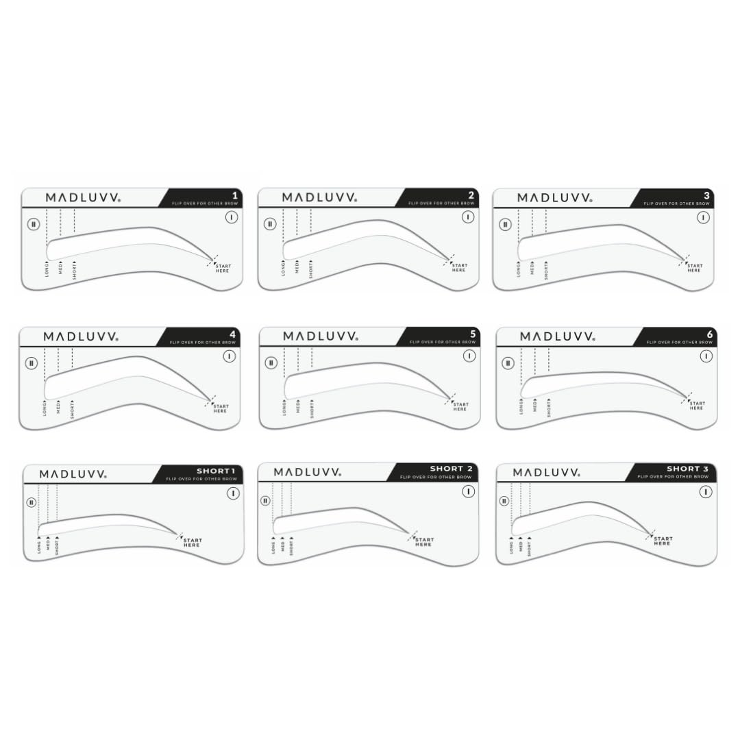 MADLUVV Brow Stamp Kit – 9 Stencils for Natural-Looking Brows