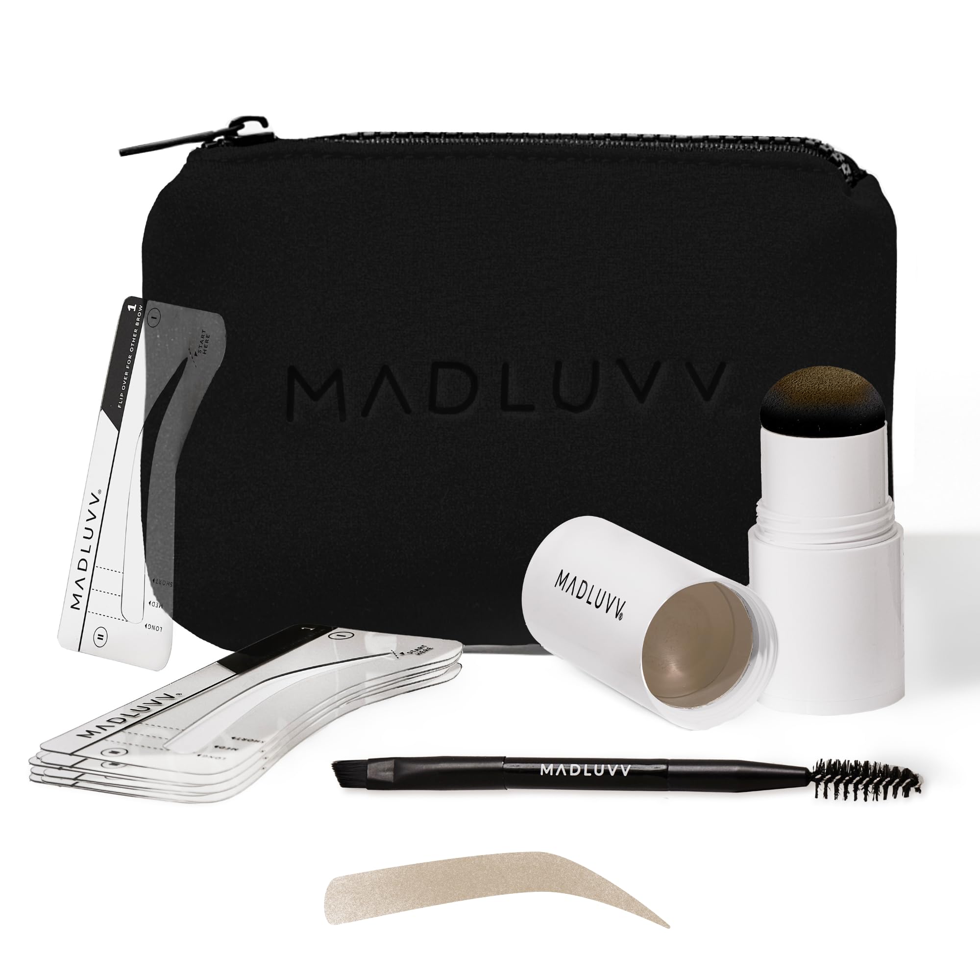 MADLUVV Brow Stamp Kit with 9 Stencils – Easy, Natural-Looking Brows (Blonde)