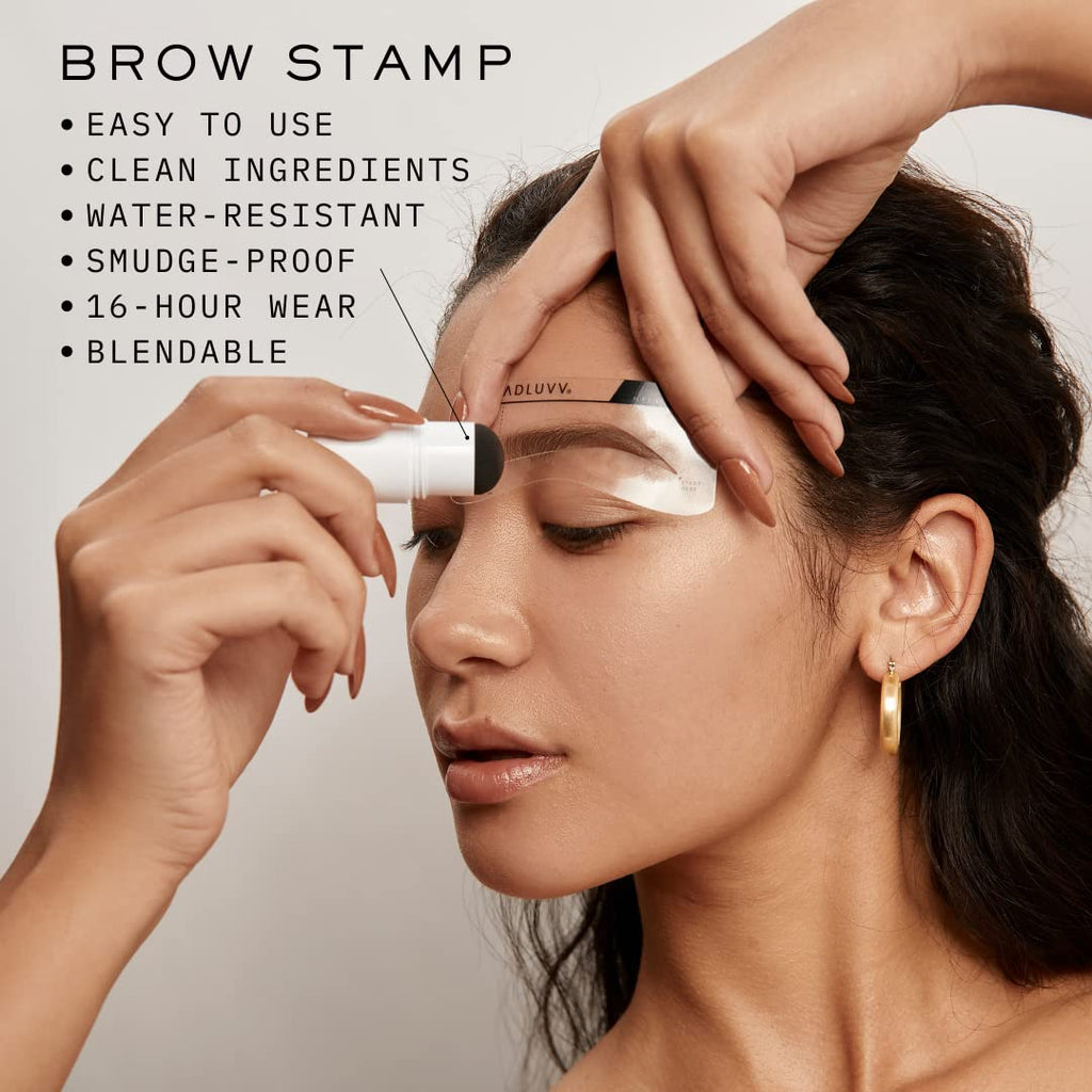 MADLUVV Brow Stamp Kit with 9 Stencils – Natural-Looking Brows (Nearly Black)