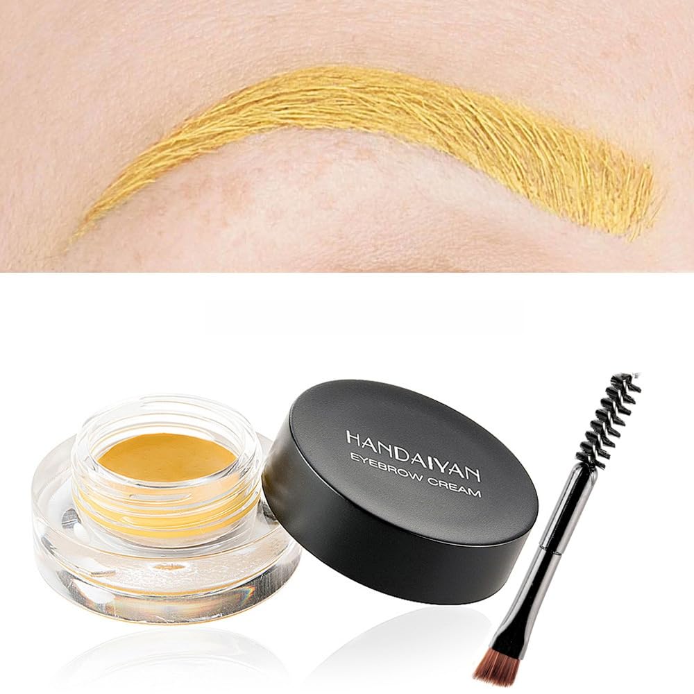 MAEPEOR 12 Colors Eyebrow Pomade – Waterproof, Long-Lasting Cream Gel with Brush for Daily or Cosplay (06 Daffodil)