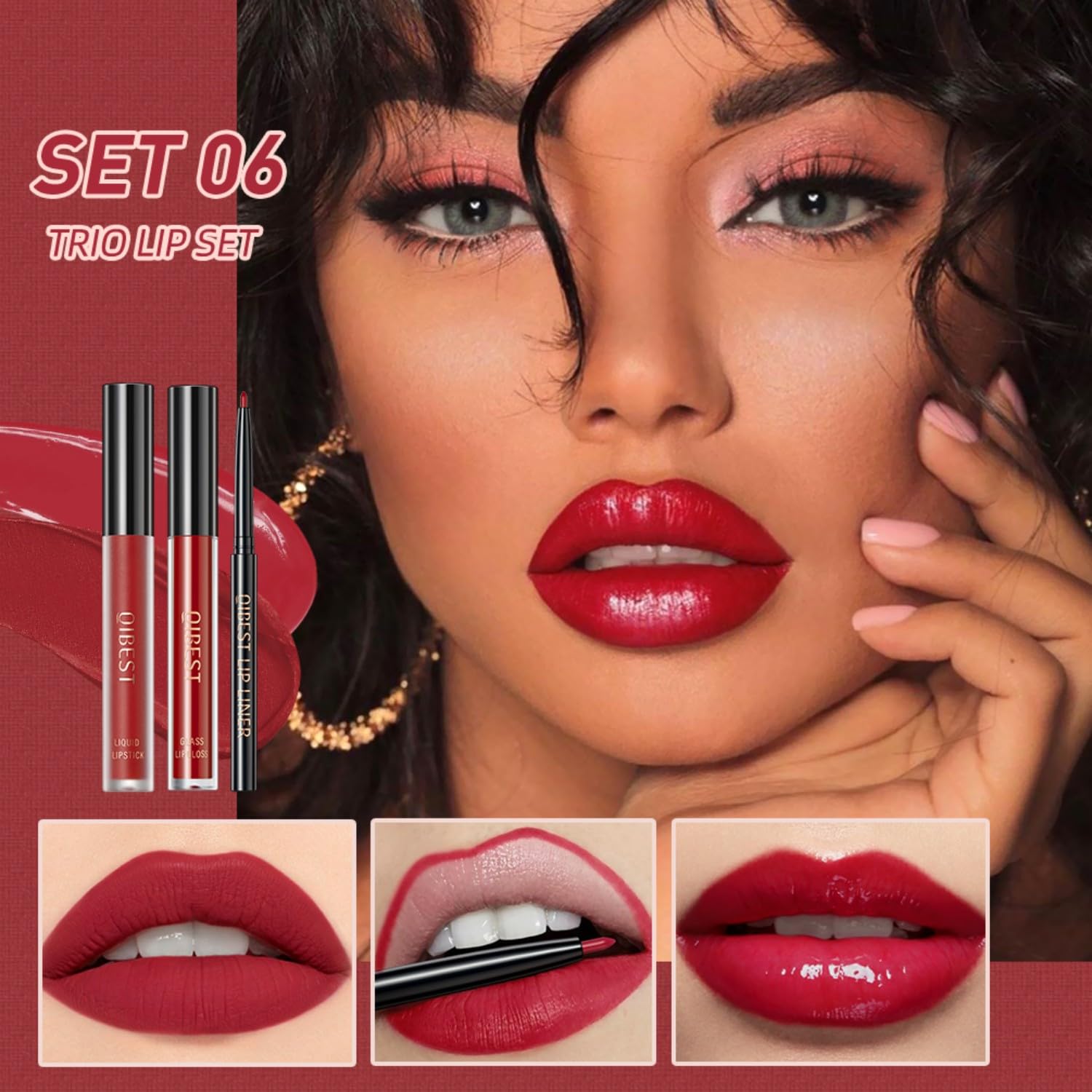 MAEPEOR All In One Lip Kit 3-in-1 Lip Liner, Lip Gloss & Lipstick Set (Kit 04 Sweety Heart)
