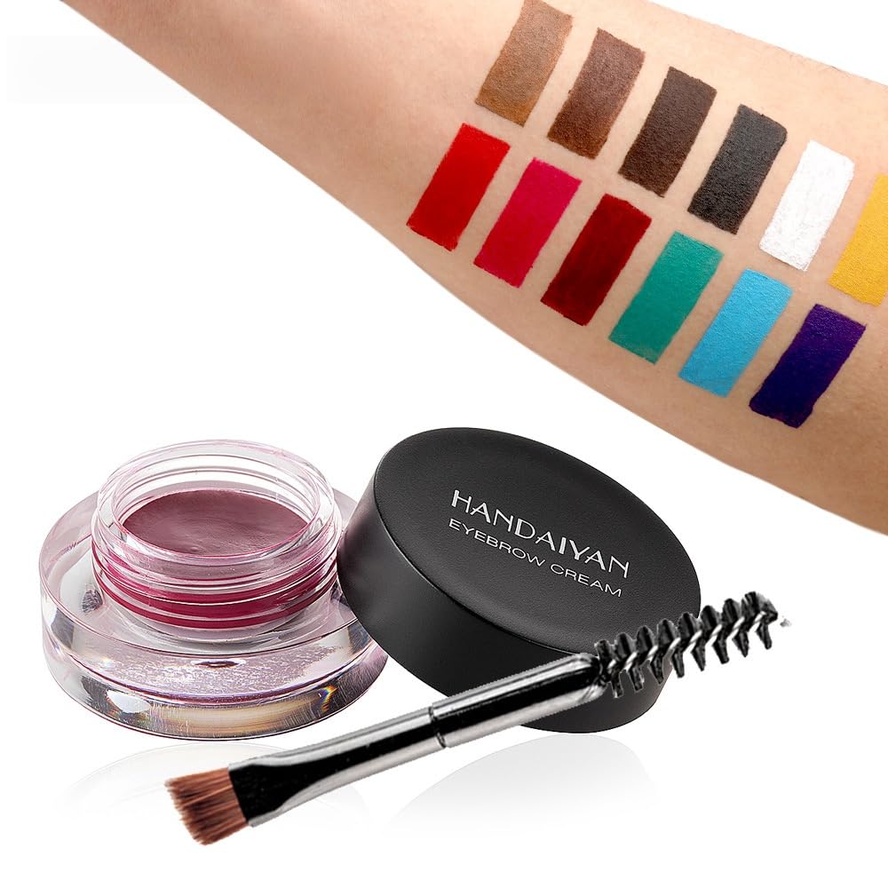 MAEPEOR 12 Colors Eyebrow Pomade – Waterproof, Long-Lasting Cream Gel with Brush for Daily or Cosplay (06 Daffodil)