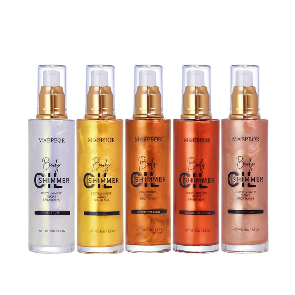 MAEPEOR Shimmer Body Luminizer 02 Gold – Moisturizing Glow Highlighter for Face & Body (80ml)