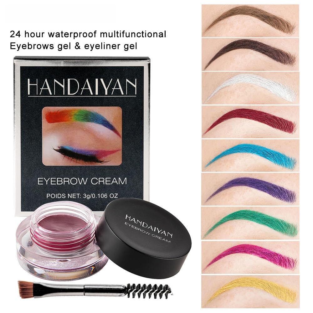 MAEPEOR 12 Colors Eyebrow Pomade – Waterproof, Long-Lasting Cream Gel with Brush for Daily or Cosplay (06 Daffodil)