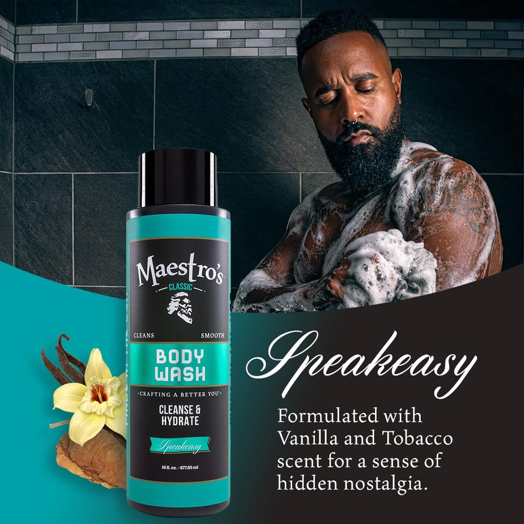 Maestro's Classic Bath Wash – Conditioning Body Wash for Men | Speakeasy Blend, 16 oz
