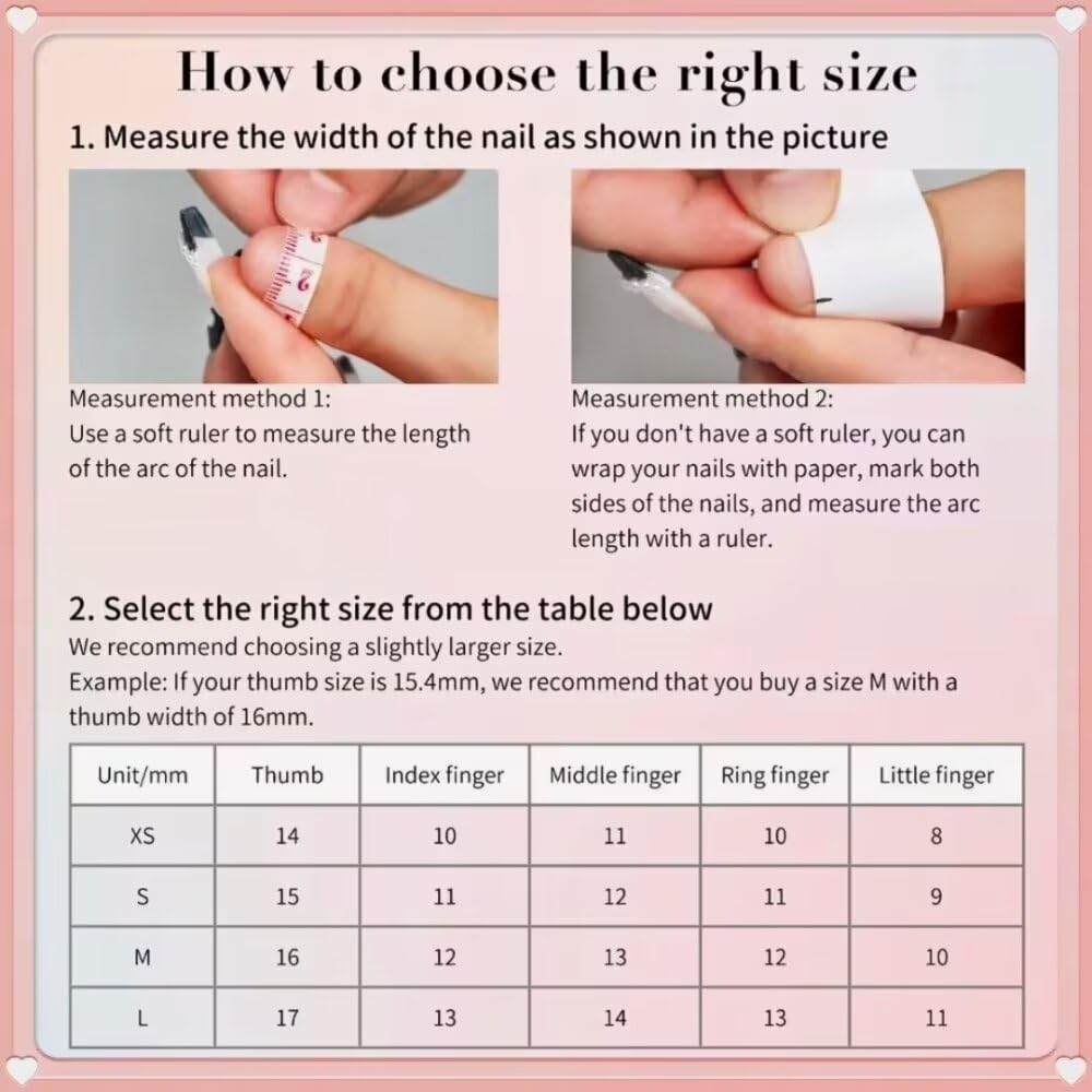 MAGLFELL Press On Nails - Medium Almond Shape Handmade Nails with Thick Acrylic & Multi-Layer Gel (Size M)