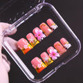 MAGLFELL Press On Nails – 10 Pcs Handmade French Duckbill Nails, Reusable Short False Nails (Size M)