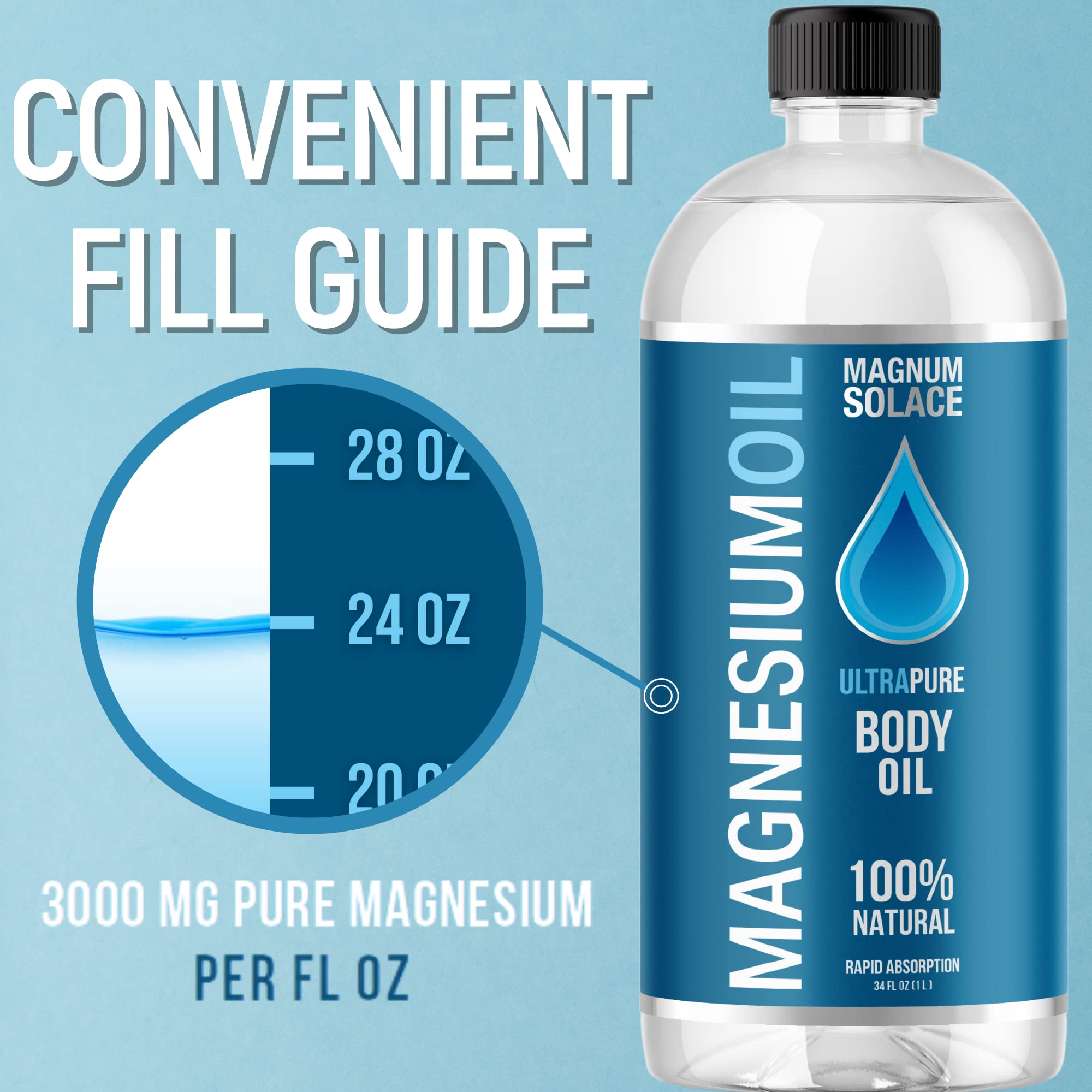 Magnum Solace Magnesium Bath Soak & Oil – 1L (34 oz)