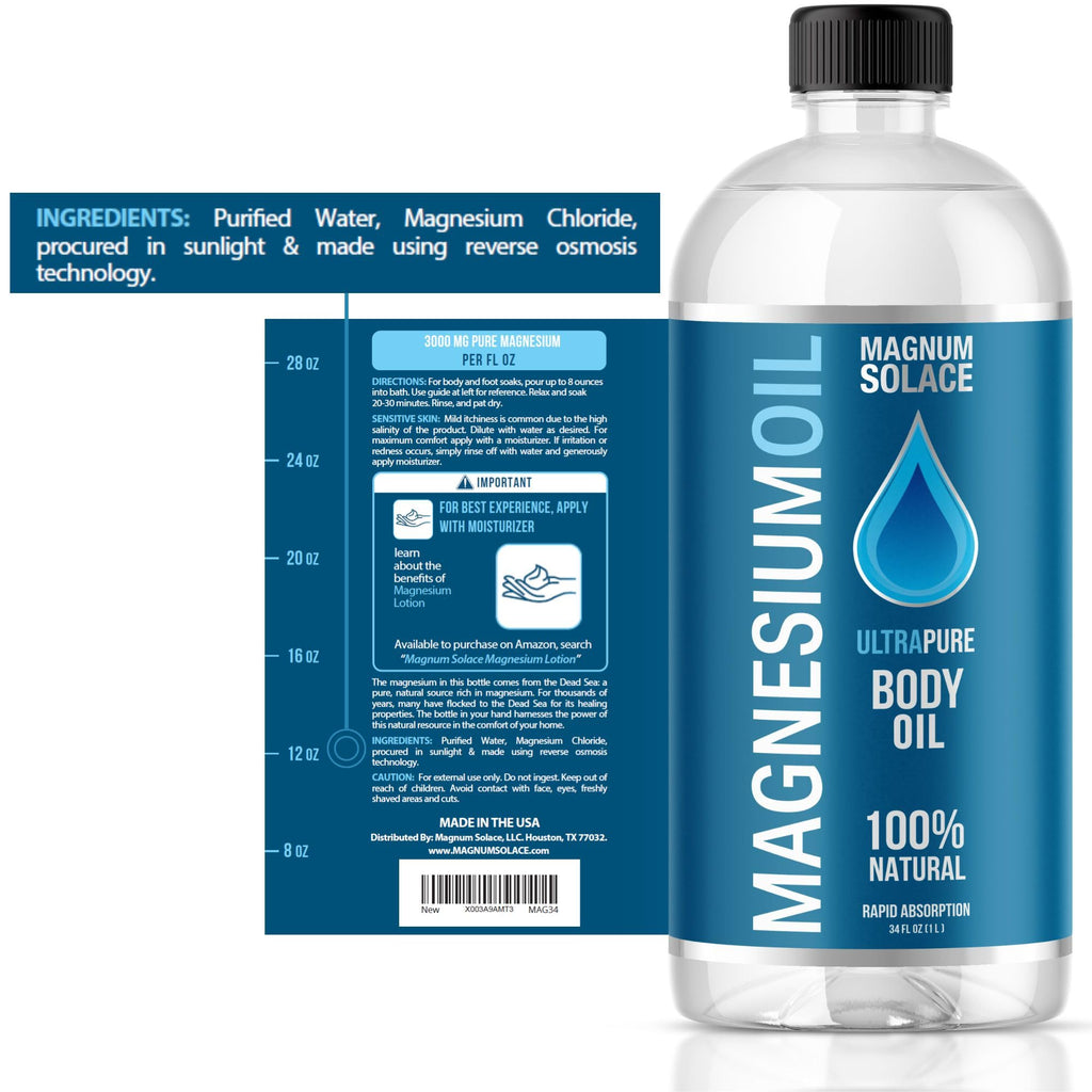 Magnum Solace Magnesium Bath Soak & Oil – 1L (34 oz)
