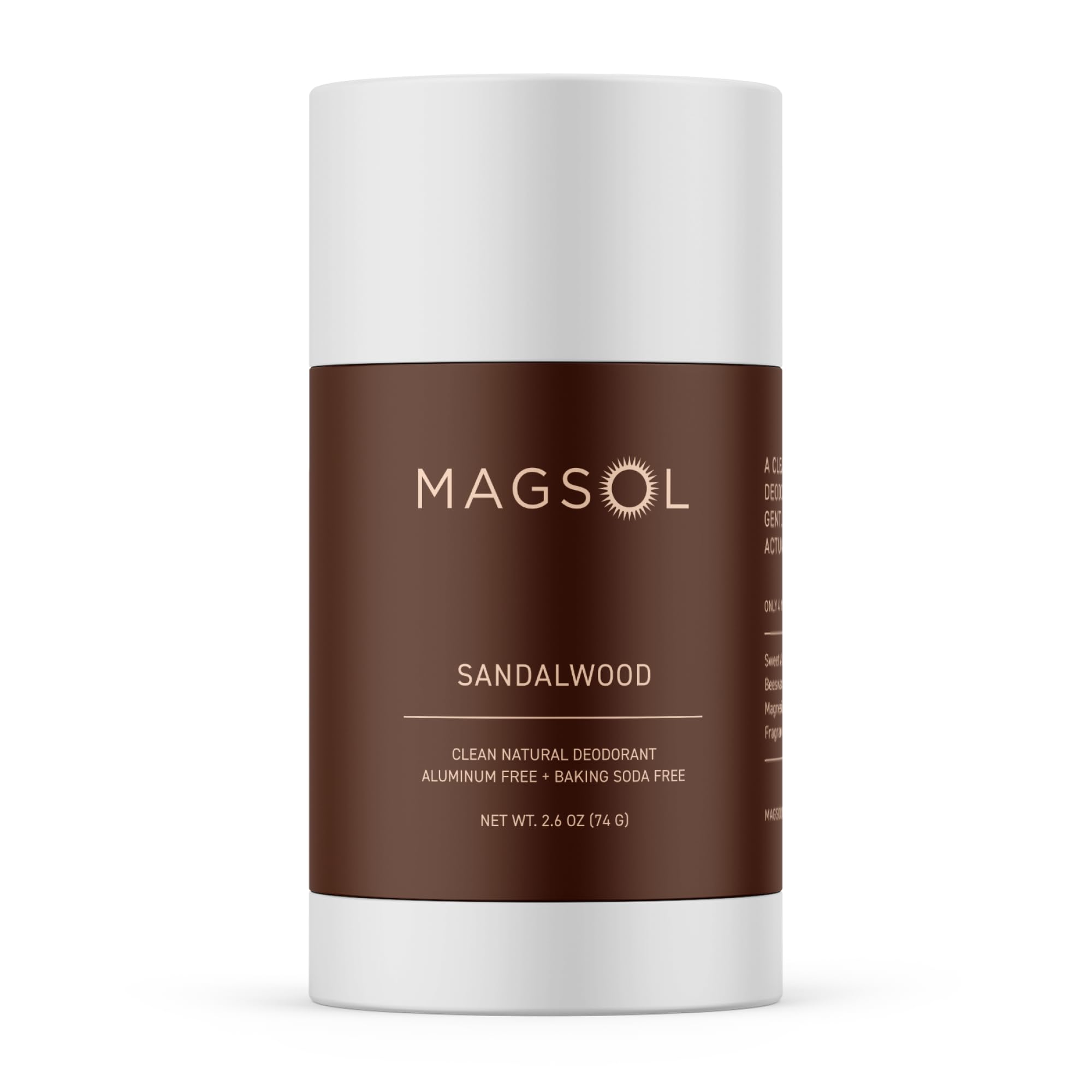MAGSOL Magnesium Deodorant for Men – Aluminum-Free, Baking Soda-Free, Sandalwood, 2.6 oz