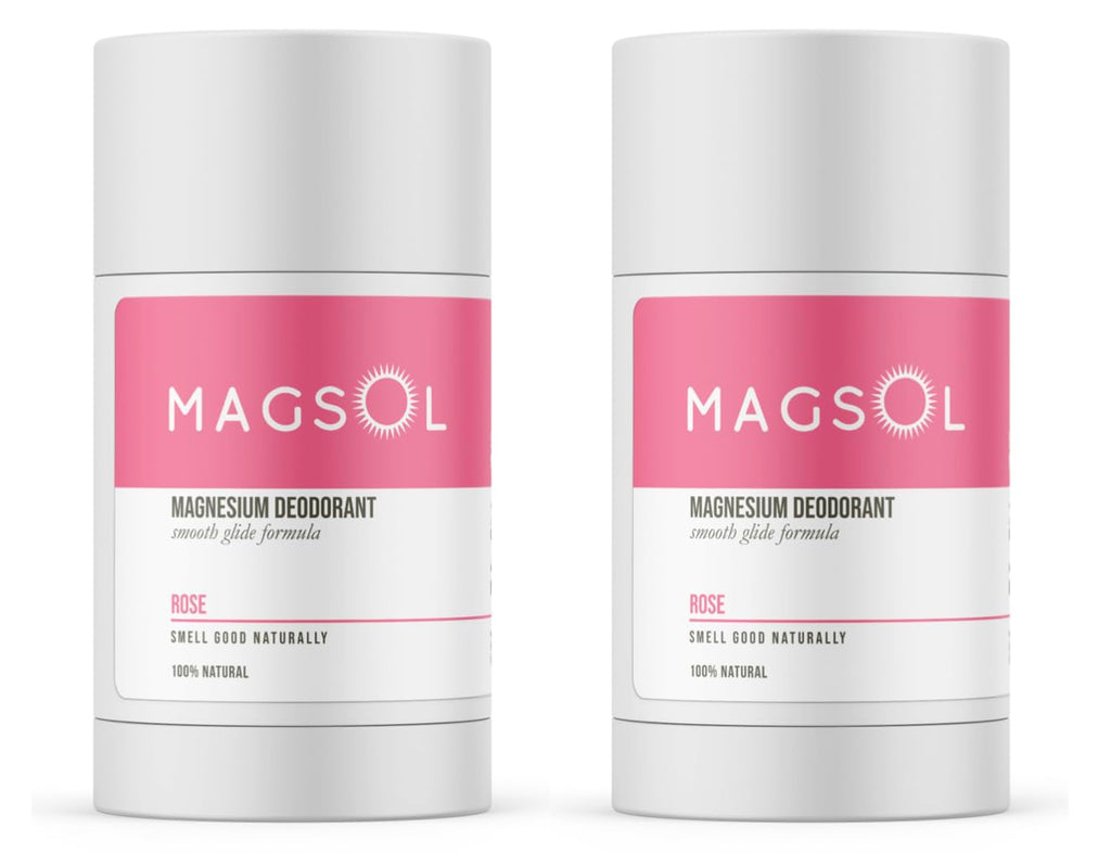 MAGSOL Natural Aluminum-Free Deodorant for Men & Women – Rose (2 Pack) | 4-Ingredient Formula