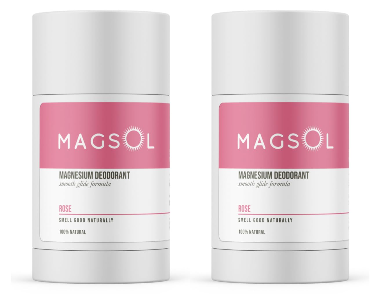 MAGSOL Natural Aluminum-Free Deodorant for Men & Women – Rose (2 Pack) | 4-Ingredient Formula