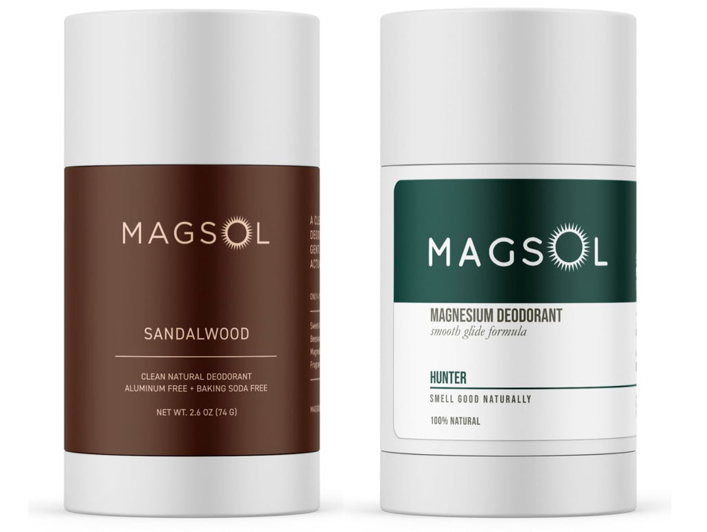 MagSol Organics Natural Deodorant for Men – Aluminum Free, 2 Pack (Sandalwood & Hunter)