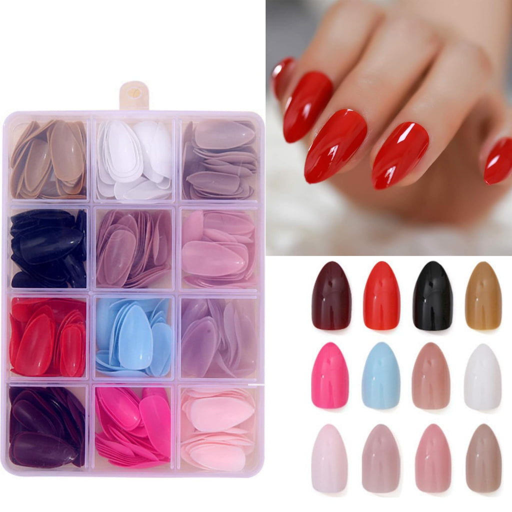 Maigitur 12Packs Press-On Nails – 288Pcs, 12 Colors, Medium Stiletto Glossy Nails