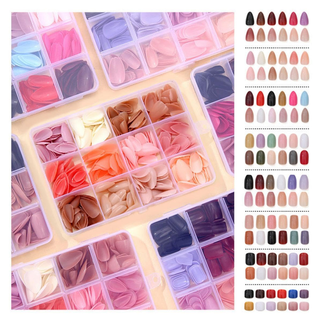 Maigitur 12Packs Press-On Nails – 288Pcs, 12 Colors, Medium Stiletto Glossy Nails