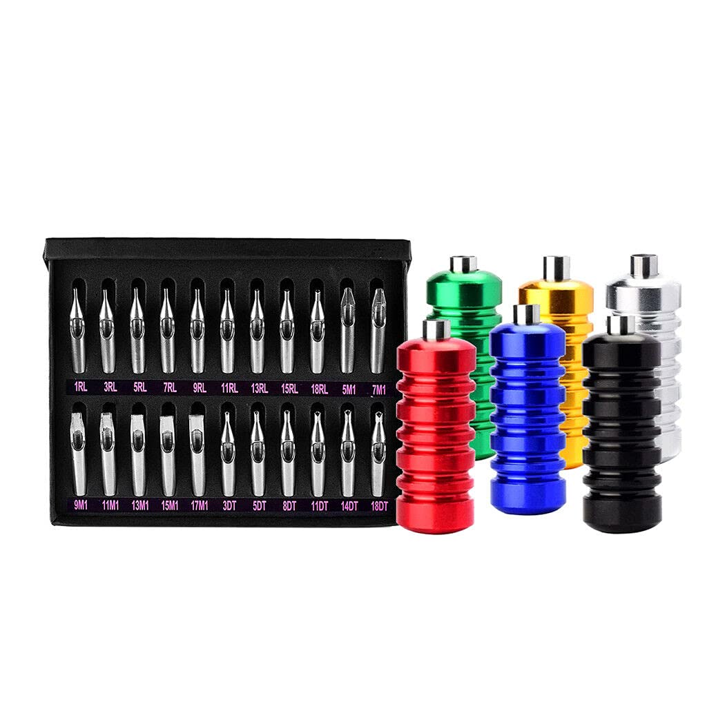 Mainlead 22pcs Tattoo Stainless Steel Tips Kit – RT, FT, DT Tips + 6 Grips