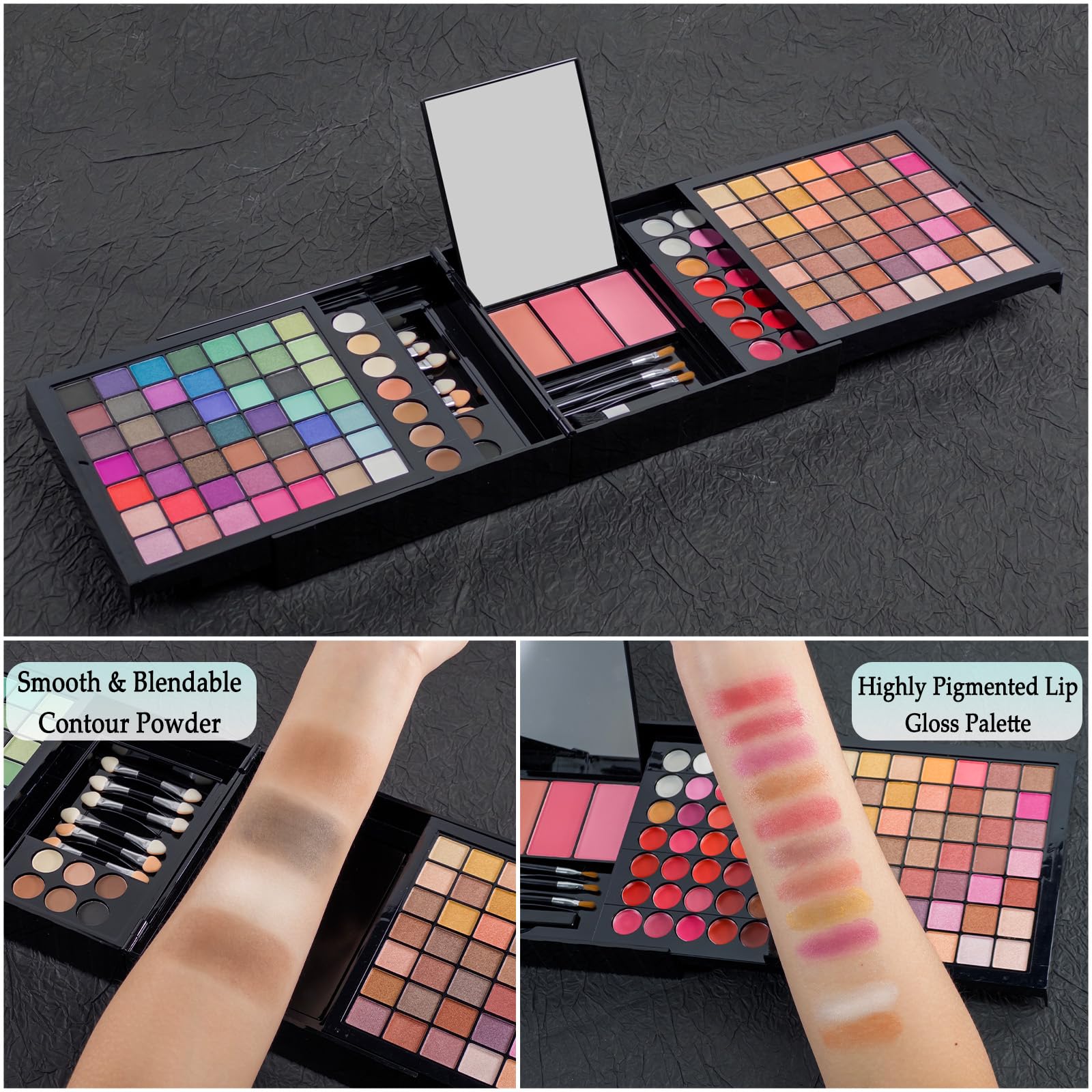 MAIRA 177-Color All-in-One Makeup Palette with 10 Brushes – Portable Case & Complete Beauty Set