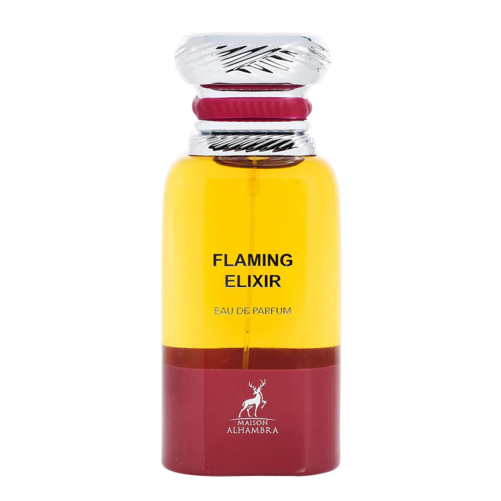 Maison Alhambra Flaming Elixir Eau de Parfum – Unisex, Long-Lasting, Fruity Smoky Leather Woody, 80 ml