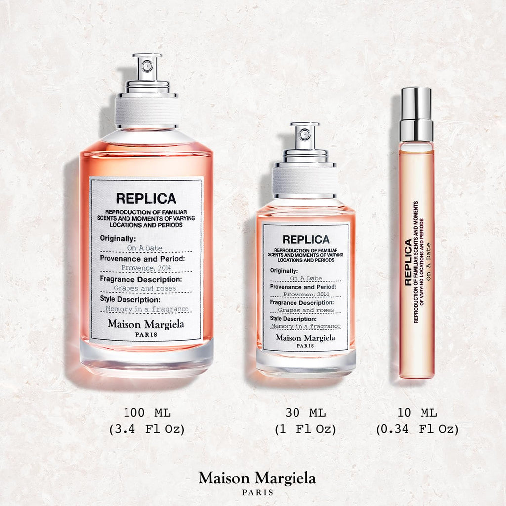 Maison Margiela Replica On a Date Set – Floral Fragrance with Patchouli, Rose & Black Currant Accords (1 oz & 0.3 oz Travel Size)