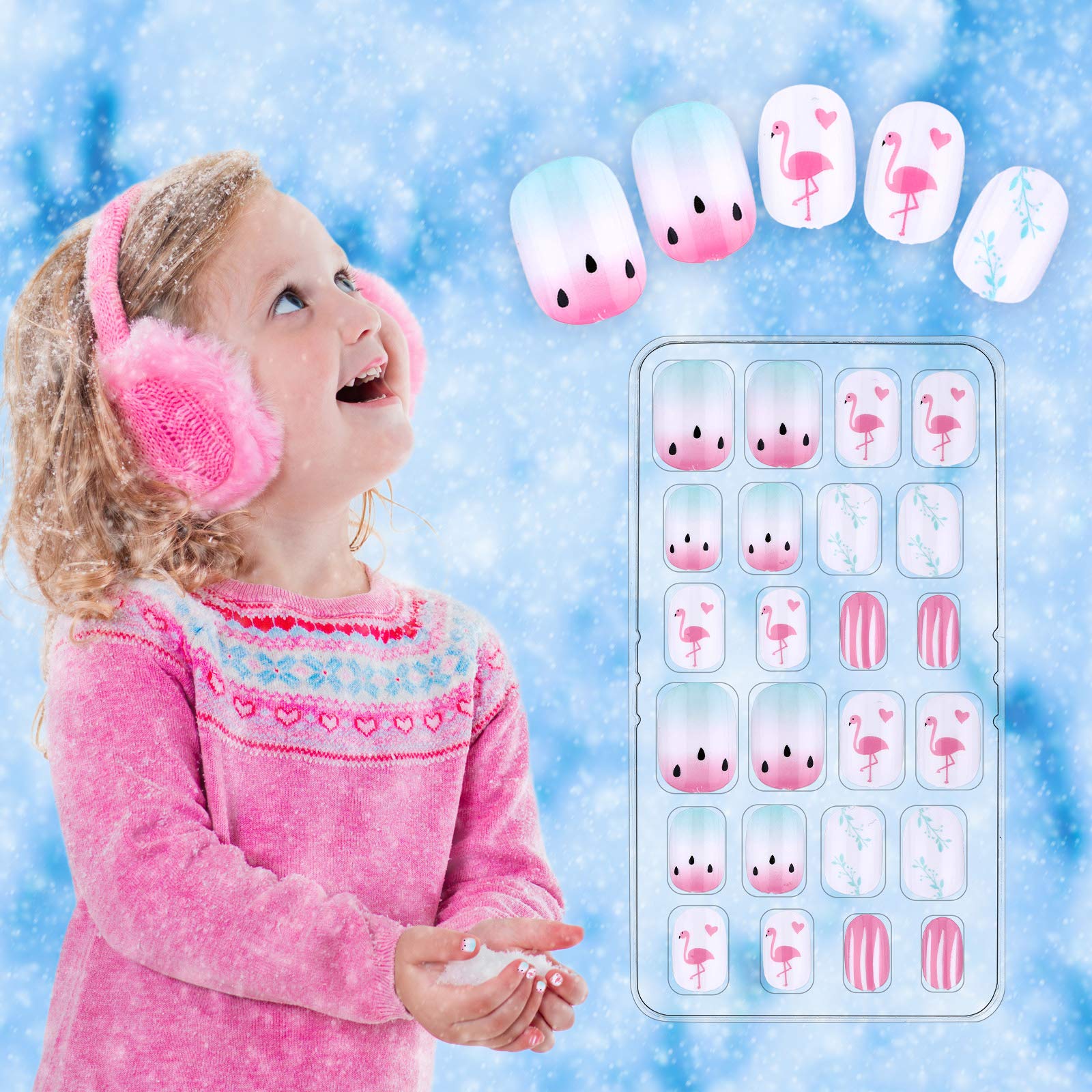 Maitys 240 Pcs Children False Nails – 10 Boxes Short Press-On Rainbow Kit