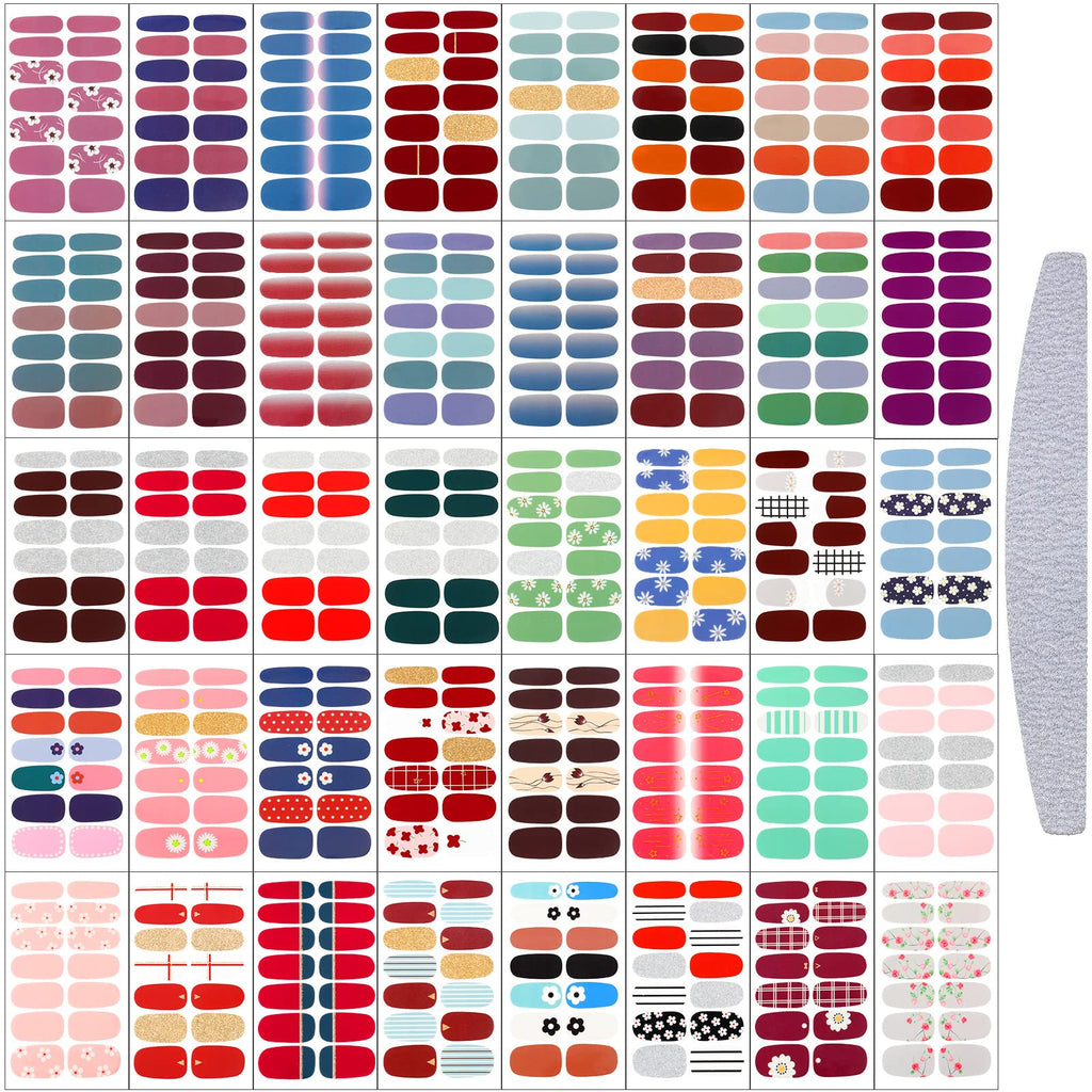 Maitys 560 Pieces Full-Wrap Nail Stickers – 40 Sheets, Flower Style