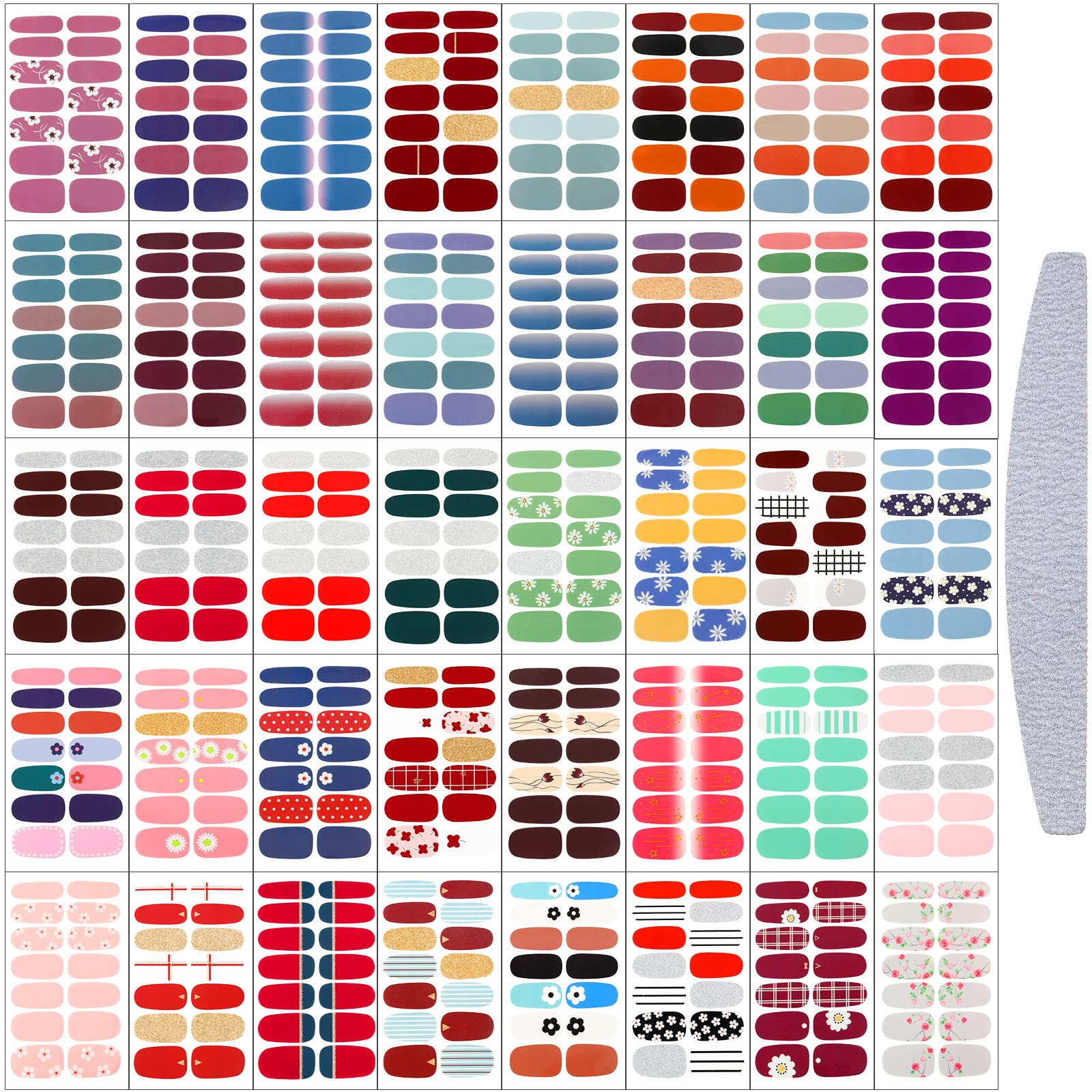 Maitys 560 Pieces Full-Wrap Nail Stickers – 40 Sheets, Flower Style