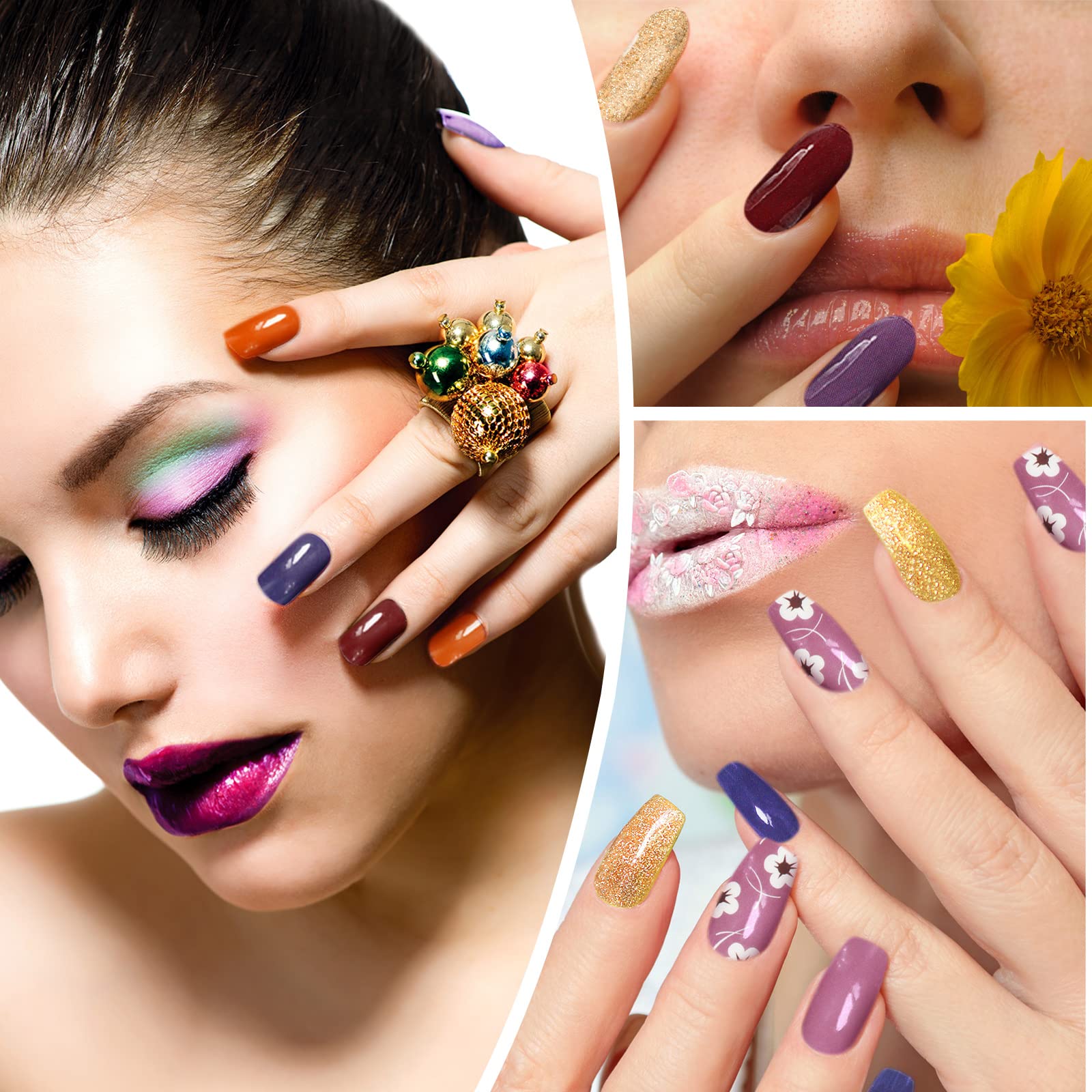 Maitys 560 Pieces Full-Wrap Nail Stickers – 40 Sheets, Flower Style