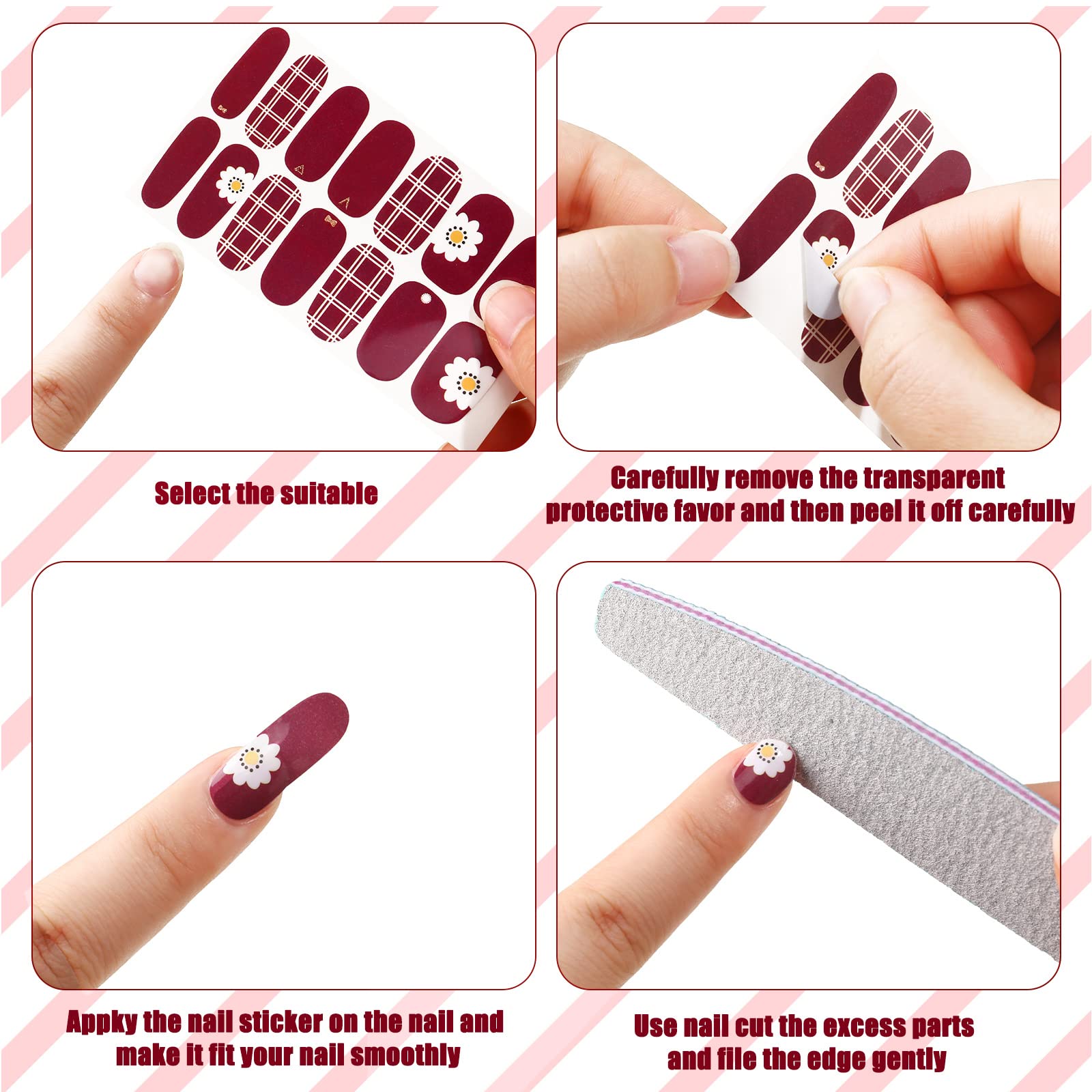 Maitys 560 Pieces Full-Wrap Nail Stickers – 40 Sheets, Flower Style