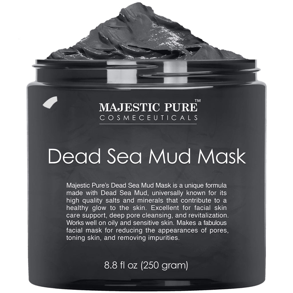 Majestic Pure Dead Sea Mud Mask – Natural Face Care for Pore Refinement and Clearer-Looking Skin (8.8 oz)