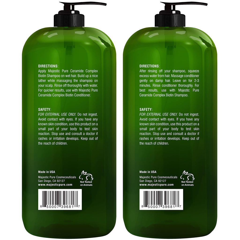 Majestic Pure Biotin Shampoo & Conditioner Set with Ceramide Complex – Sulfate Free, Color Safe