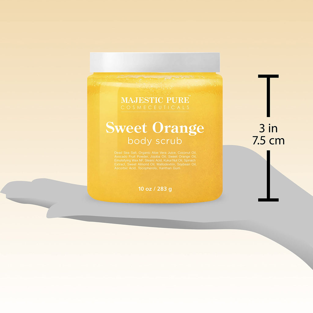 Majestic Pure Sweet Orange Body Scrub – Exfoliating Skin Care (10 oz)