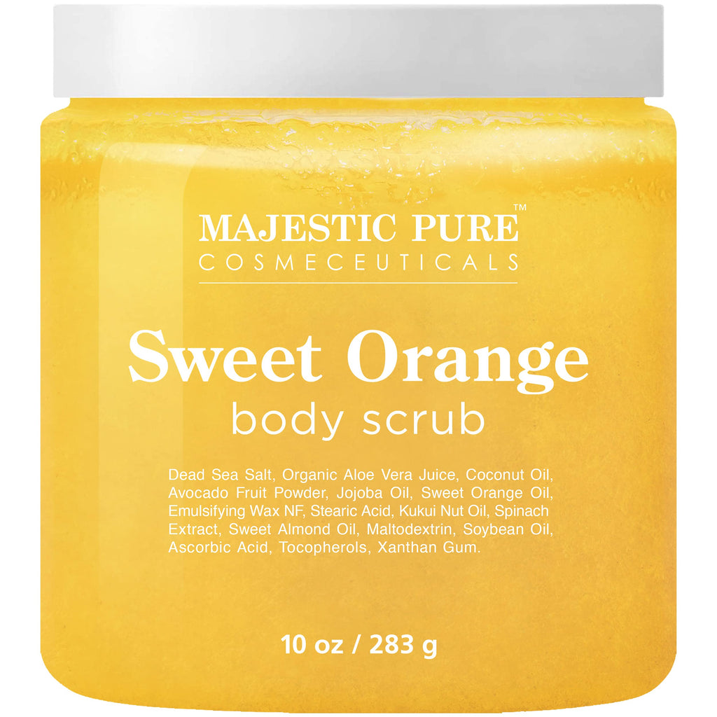 Majestic Pure Sweet Orange Body Scrub – Exfoliating Skin Care (10 oz)