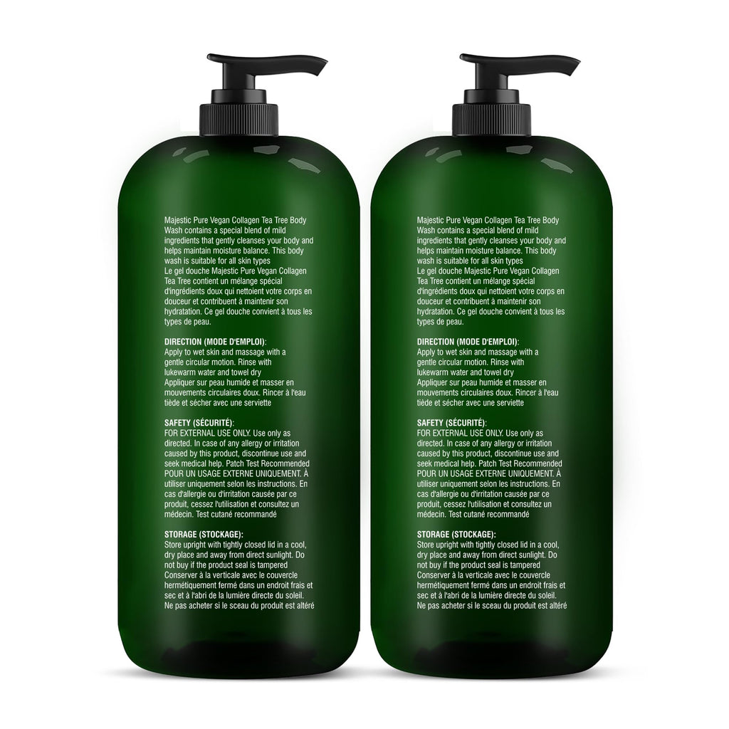 Majestic Pure Tea Tree Body Wash - Soothe Dry Skin & Irritation - Cruelty-Free, Sulfate-Free (16 fl oz Pack of 2)