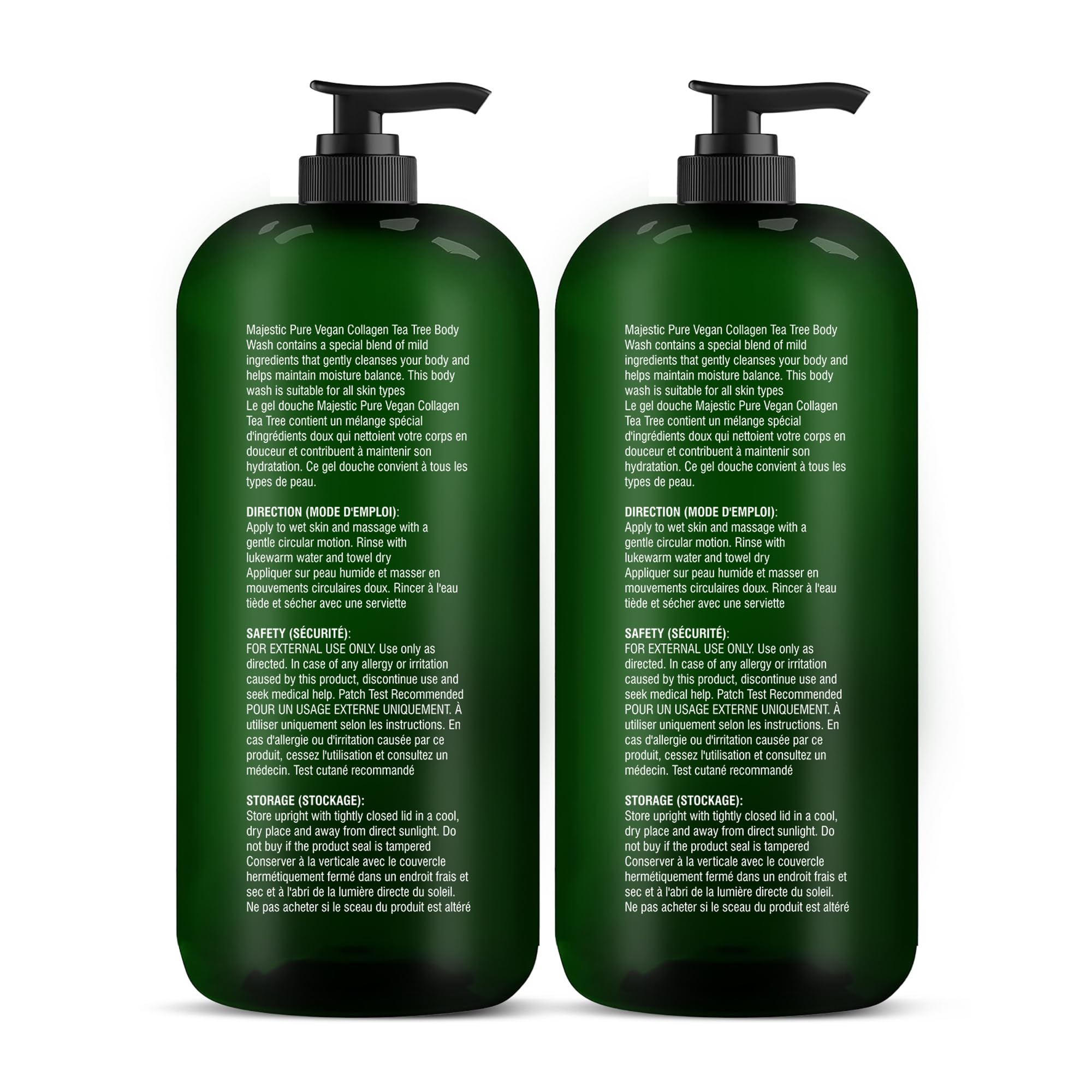 Majestic Pure Tea Tree Body Wash - Soothe Dry Skin & Irritation - Cruelty-Free, Sulfate-Free (16 fl oz Pack of 2)