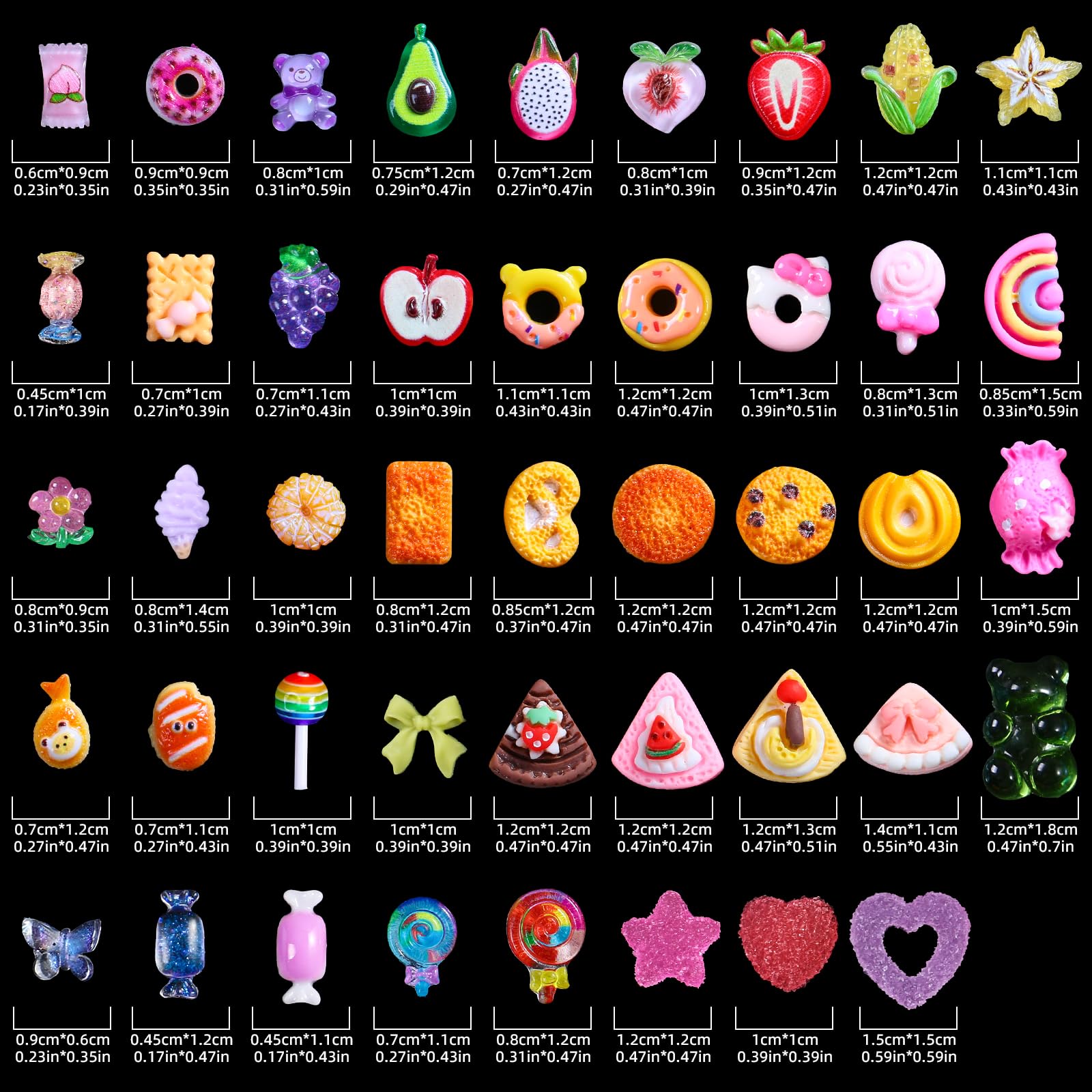 Major Dijit 3D Mix Nail Charms – 24 Colorful Styles for Creative Nail Art