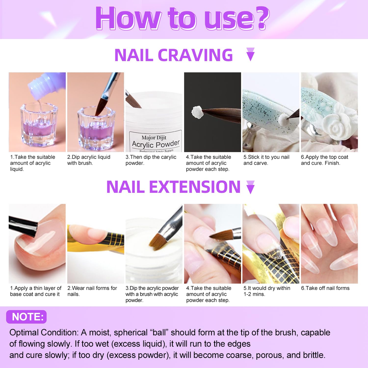 Major Dijit Acrylic Nail Kit with Drill - Complete DIY Nail Art Set for Beginners