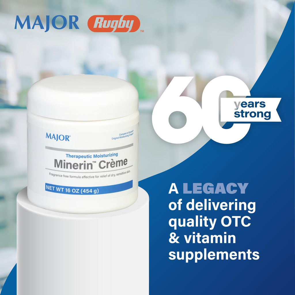 MAJOR Minerin Créme Therapeutic Moisturizing Cream for Dry Skin - Fragrance-Free 16oz (5 Pack)