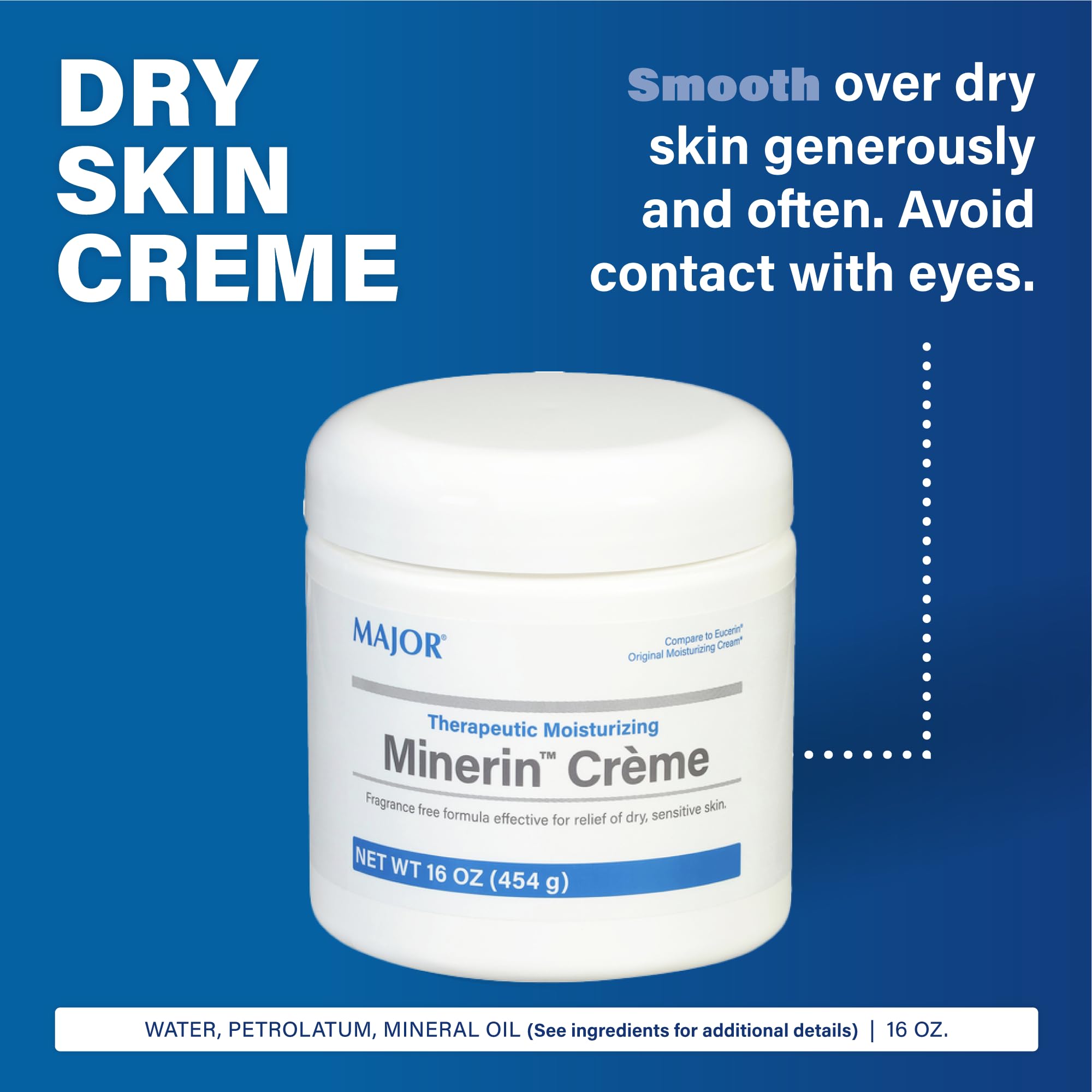 MAJOR Minerin Créme Therapeutic Moisturizing Cream for Dry Skin - Fragrance-Free 16oz (5 Pack)