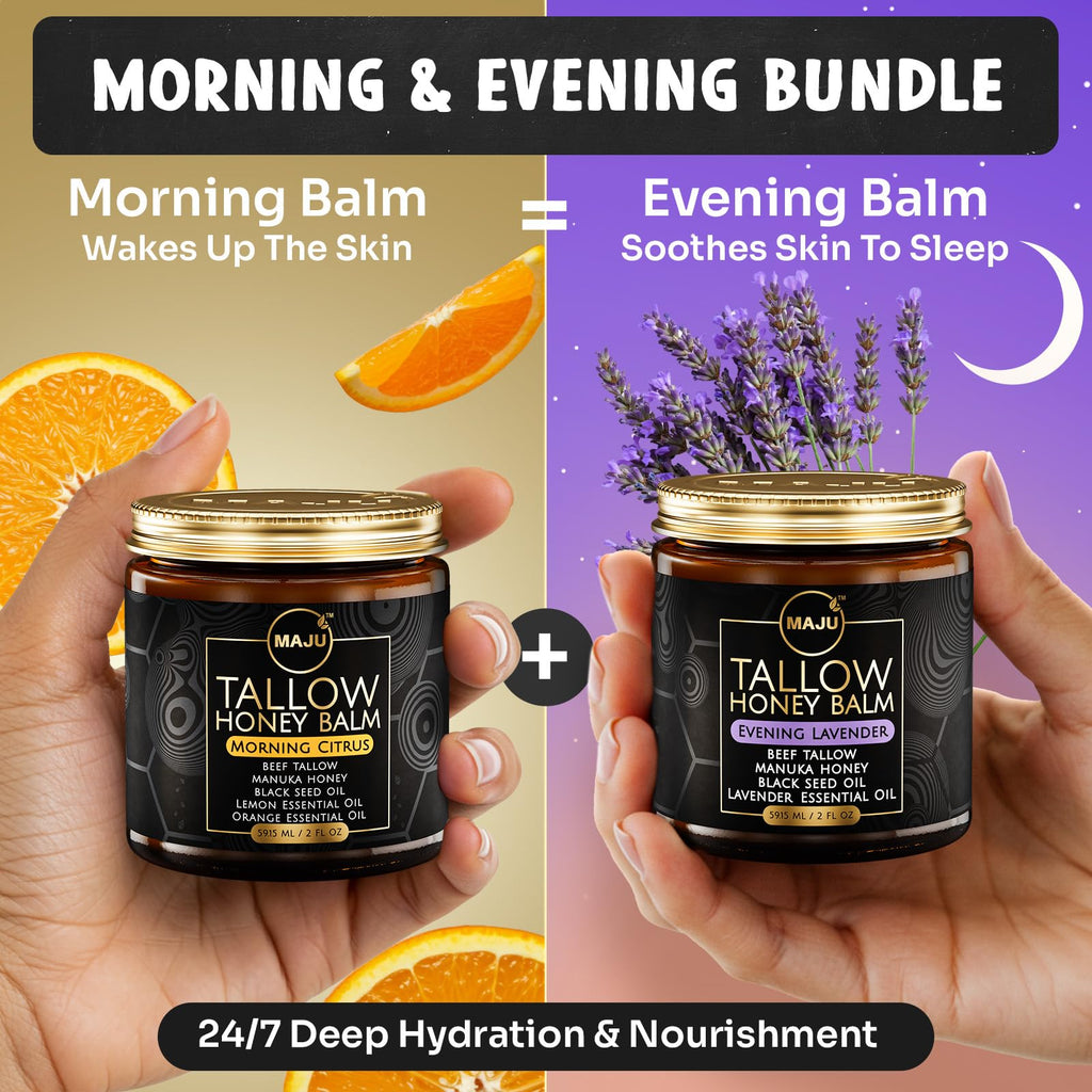 MAJU Tallow Honey Balm, Evening Lavender | Nighttime Grass-Fed Tallow Moisturizer