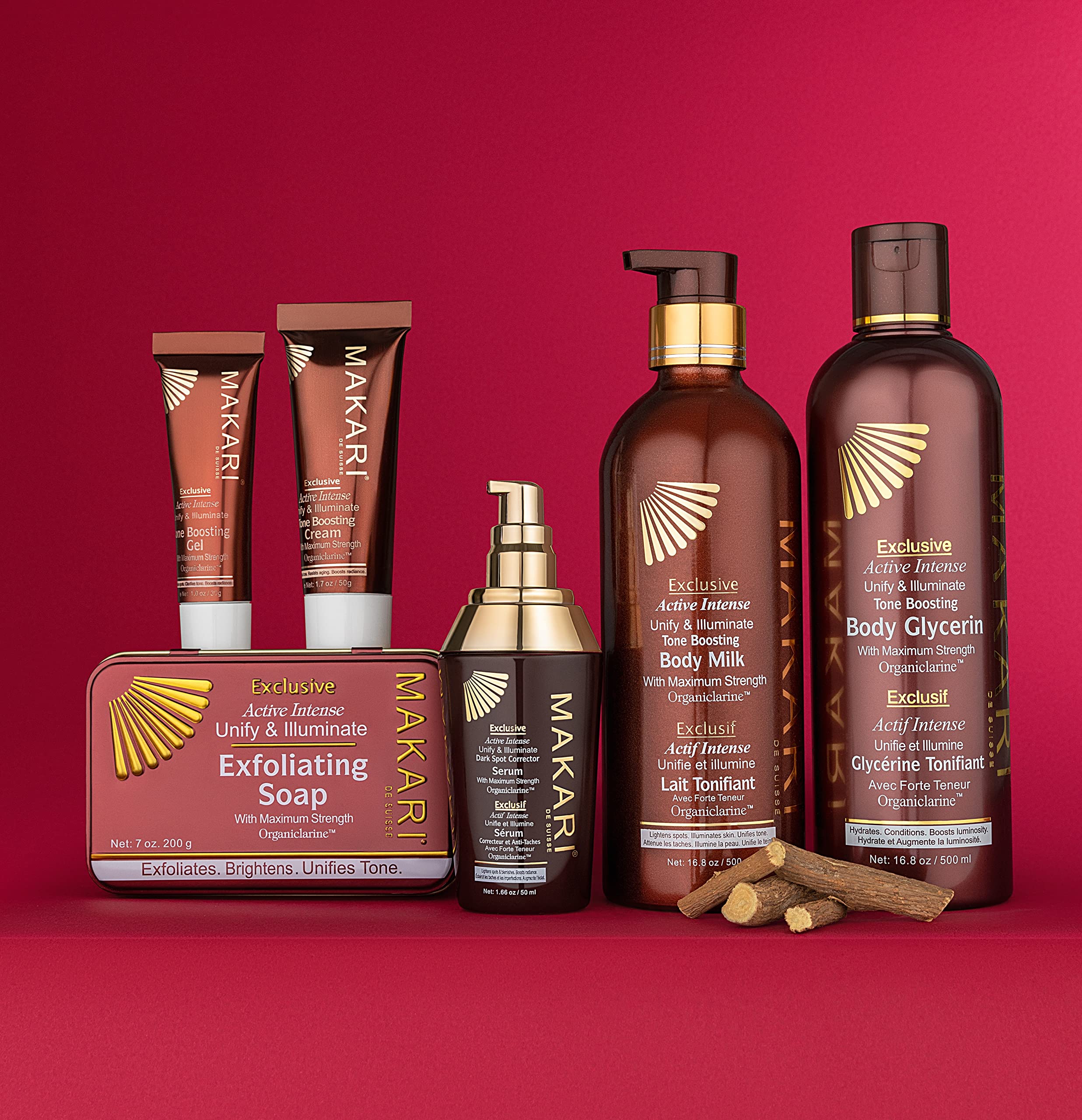 MAKARI Exclusive 3-Piece Skincare Gift Set | Exfoliating Soap, Body Milk & Face Cream with Organiclarine