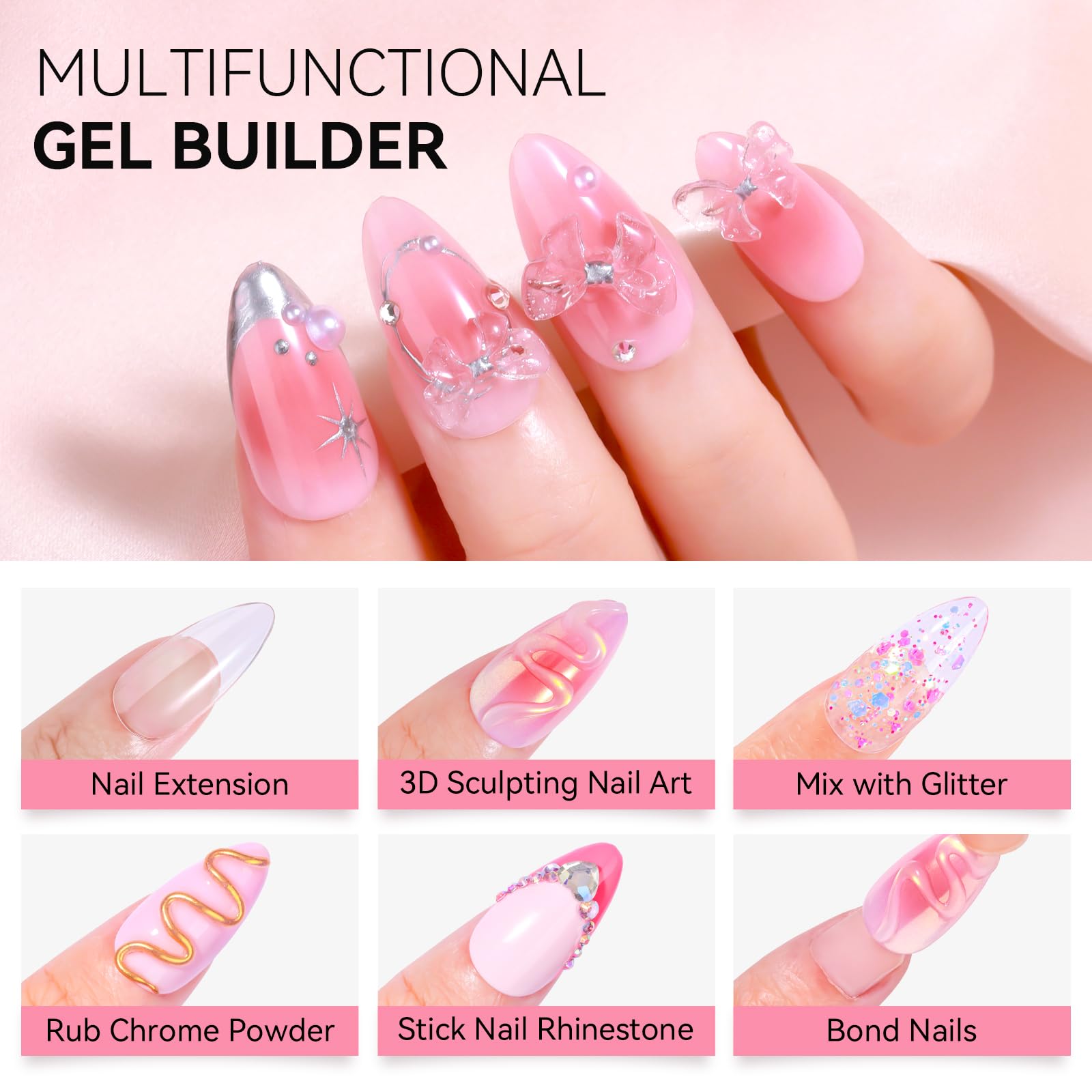 Makartt 3D Gel Nail Art 50g Clear Builder Gel for Extensions & 3D Nail Art